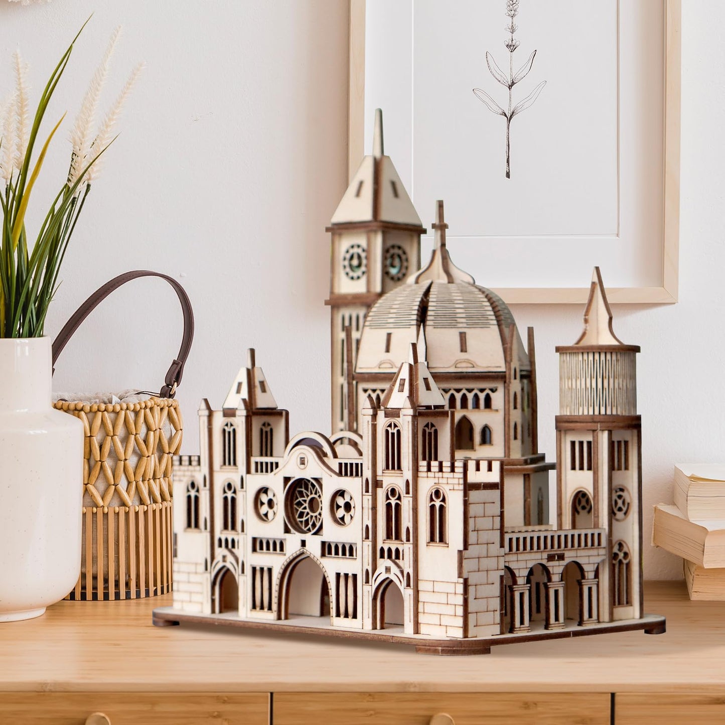 Foyucool 3D Wooden Puzzle for Adults, DIY Creative Castle Design Model Kit, Creative Assembly Model Building Kits to Build for Adults, DIY Assembly Puzzle for Christmas Day