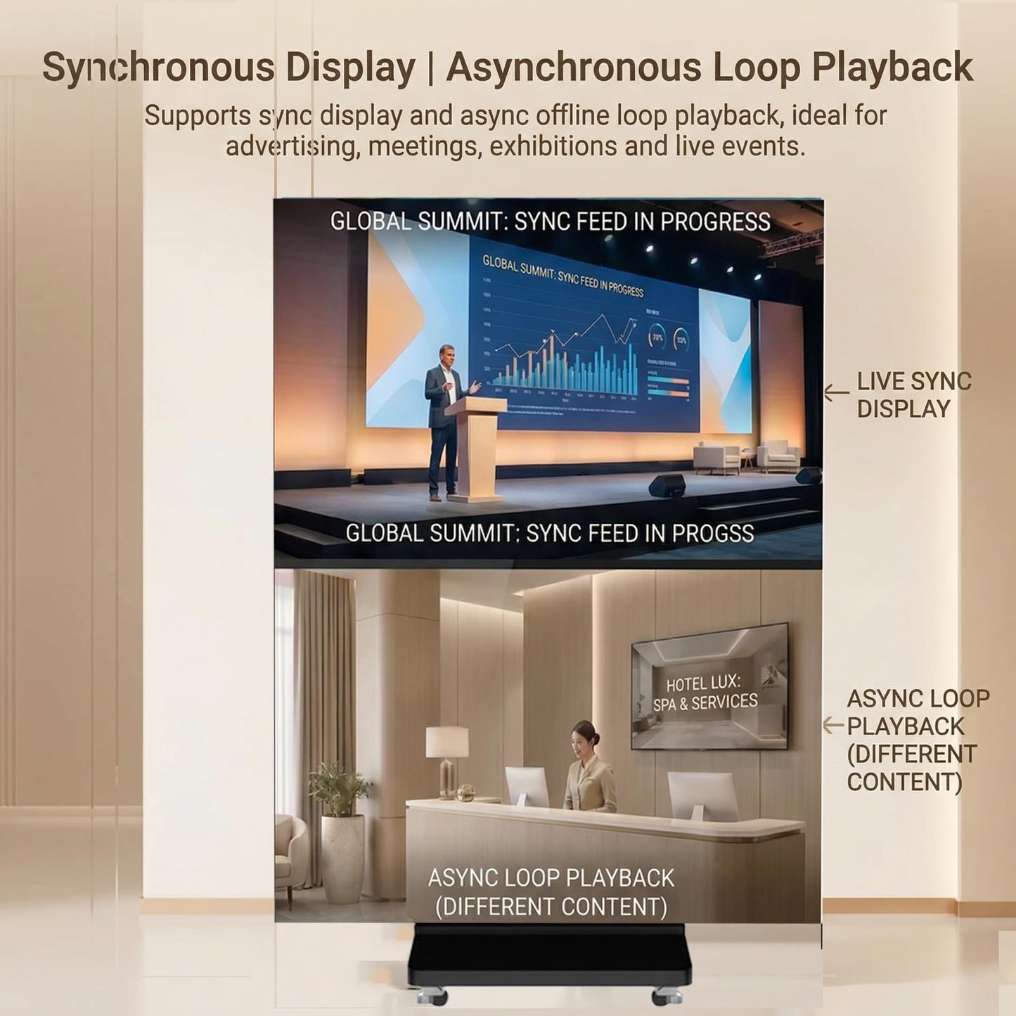 91" LED Digital Signage Display with Flight Case, Triple Foldable Spliceable LED Poster Screen,GOB Commercial Kiosk, Smartphone One-Cick Control, for Events, Rentals