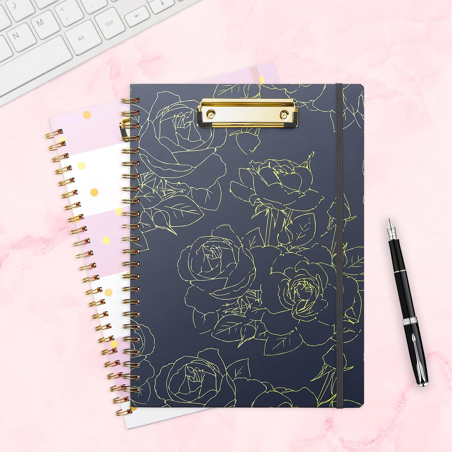 Sooez Clipboard with Refillable Notepad, Clipboard Folder with 10 Storage Pockets for Letter Size, Spiral Clipboards Notebook, Cute Portfolio for School Office Nursing