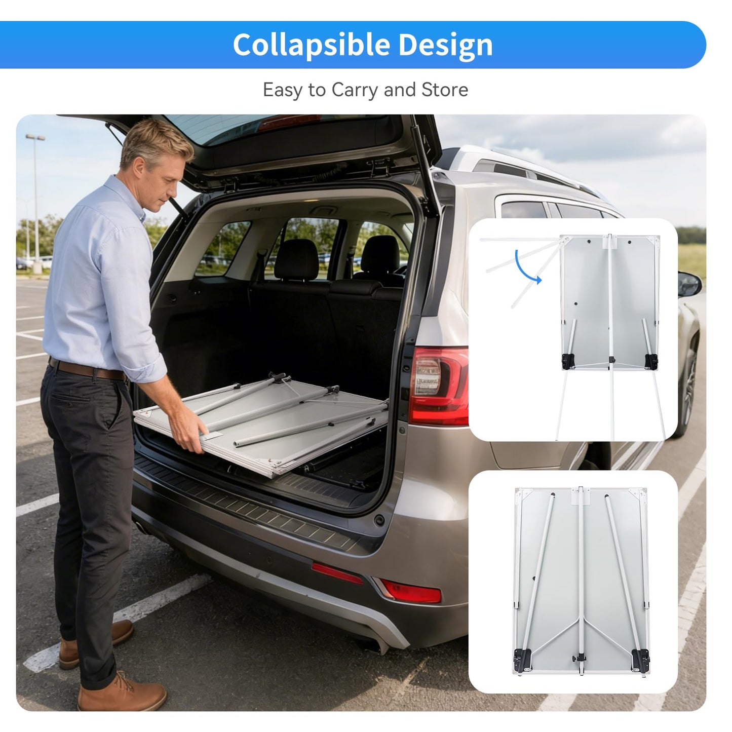 Easel Whiteboard 40x28 Inch, Portable Magnetic Dry Erase Height Adjustable Tripod Stand with 2 Extendable Side Arms for Flipchart, Home Office School Use, White