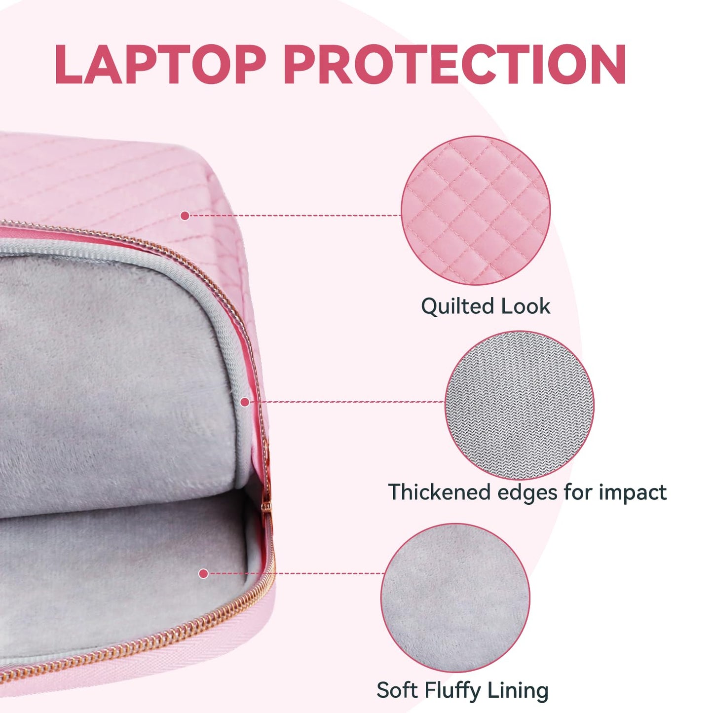 Lausiax 15.6 16 Inch Laptop Bag Case for Women Men Compatible with MacBook Pro M5/HP OmniBook Omen Envy/Dell Pro Inspiron/Lenovo Yoga IdealPad, Messenger Carrying Briefcase Computer Bag Case, Pink
