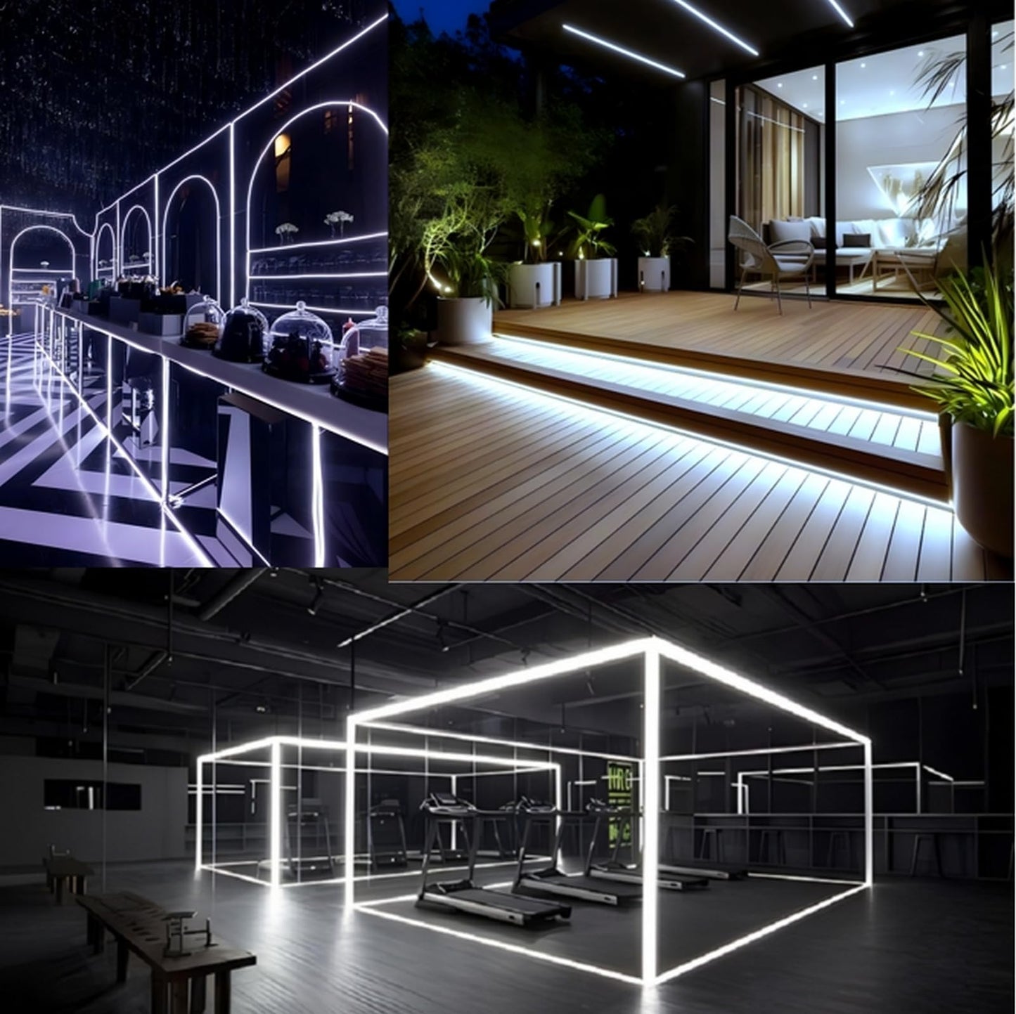 FORT LED Neon Rope Lights 50FT Cool White Flexible Waterproof AC 110V PVC Neon Strip Lighting Model neon-50FT-W