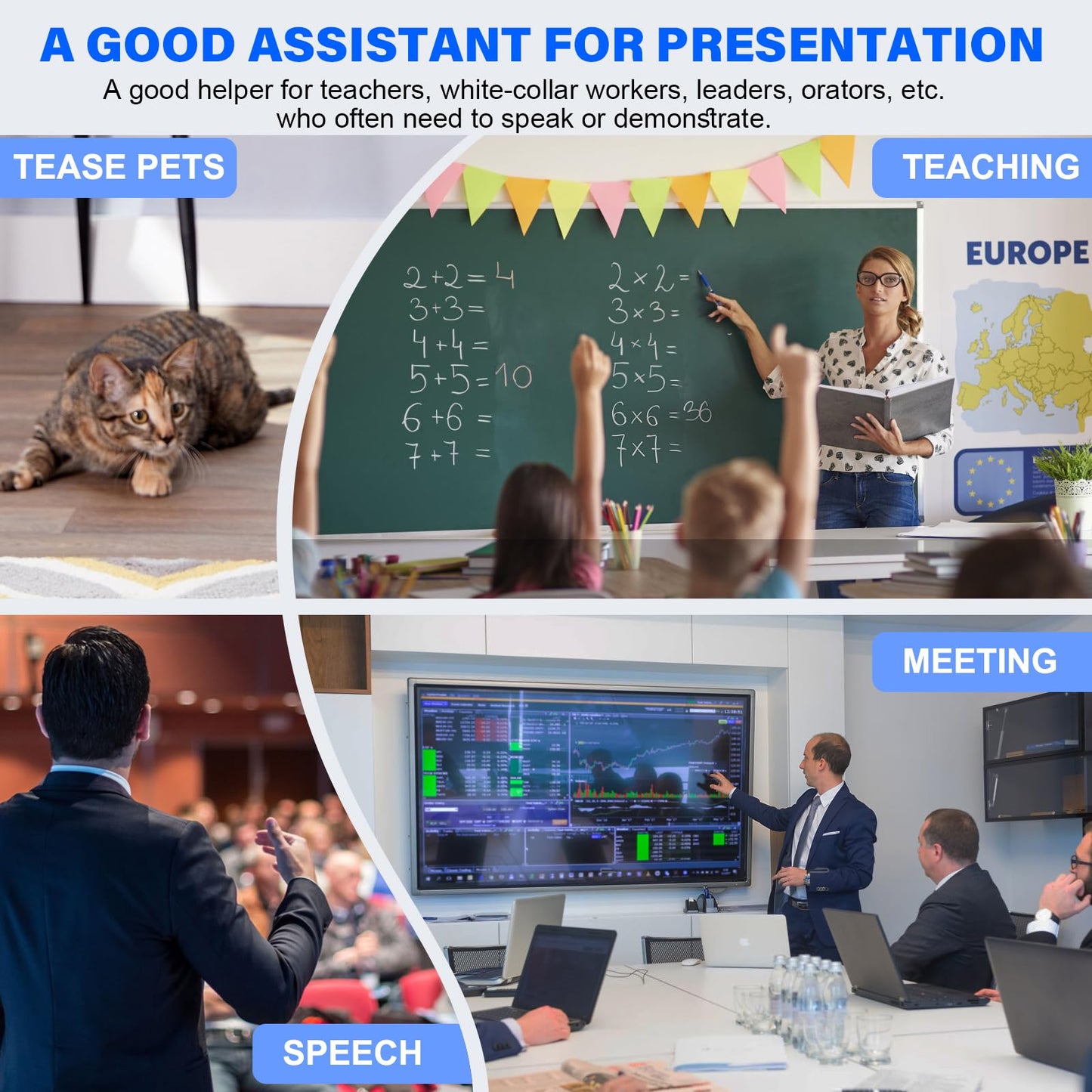 2-in-1 USB Type C Presentation Clicker Wireless Presenter Remote Clicker for PowerPoint Presentations with Clicker, Rechargeable USB C PowerPoint Clicker Slide Advancer for Computer/Mac/Laptop