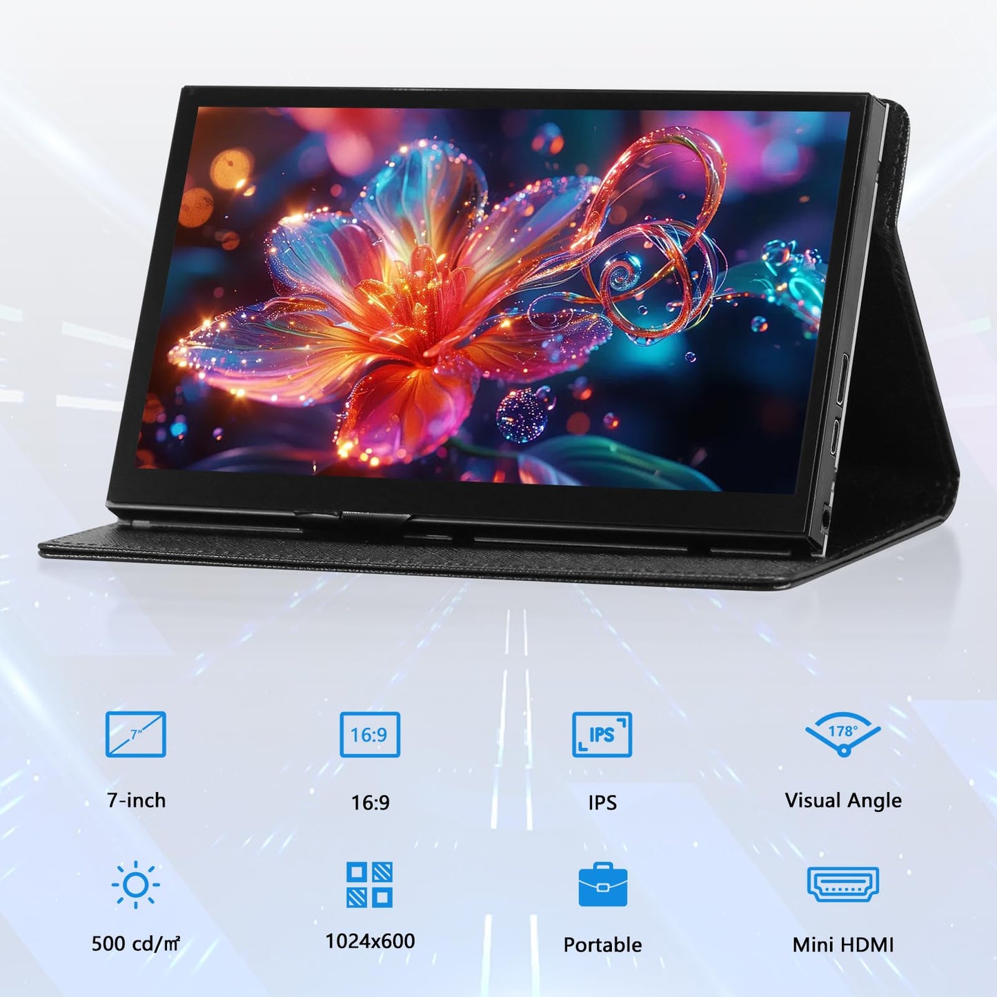 Aurevita 7 Inch Mini Monitor HDMI, Portable Monitor, 1024×600 LCD Screen, 178° View Angle IPS, Mini Small Display for PC/TV/DVD/CVBS(No Touchscreen