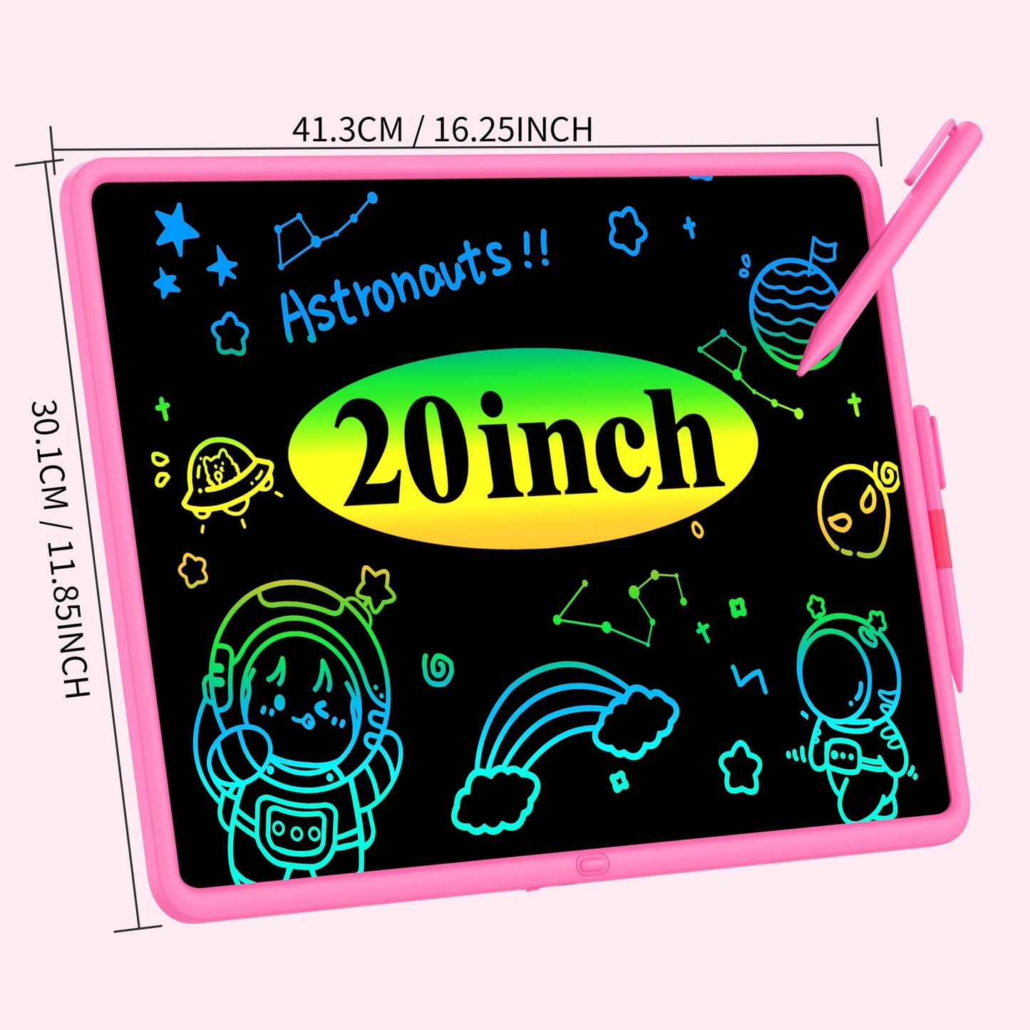 20 Inch LCD Writing Tablet for Kids, Children's Art Toys, Educational and Learning Drawing Kits, Birthday Gifts for Boys and Girs Aged 3-12+, Pink