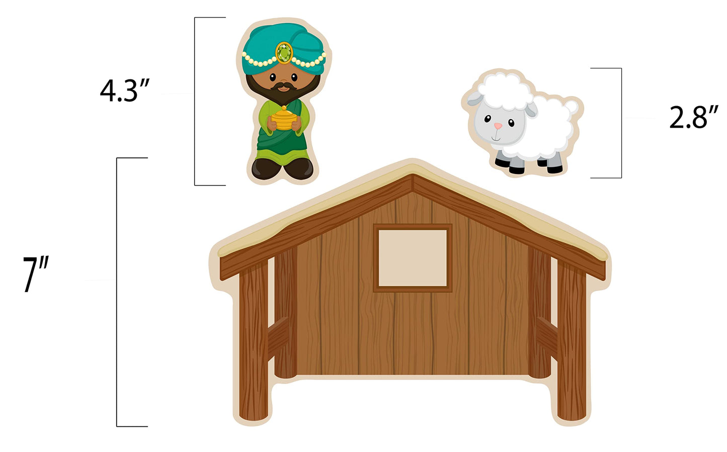 Story Time Felts Nativity Set Birth of Baby Jesus Christ Felt Figure Flannel Board Set 29 Pieces Bible Dark Skinned People (Figures only (no Background))