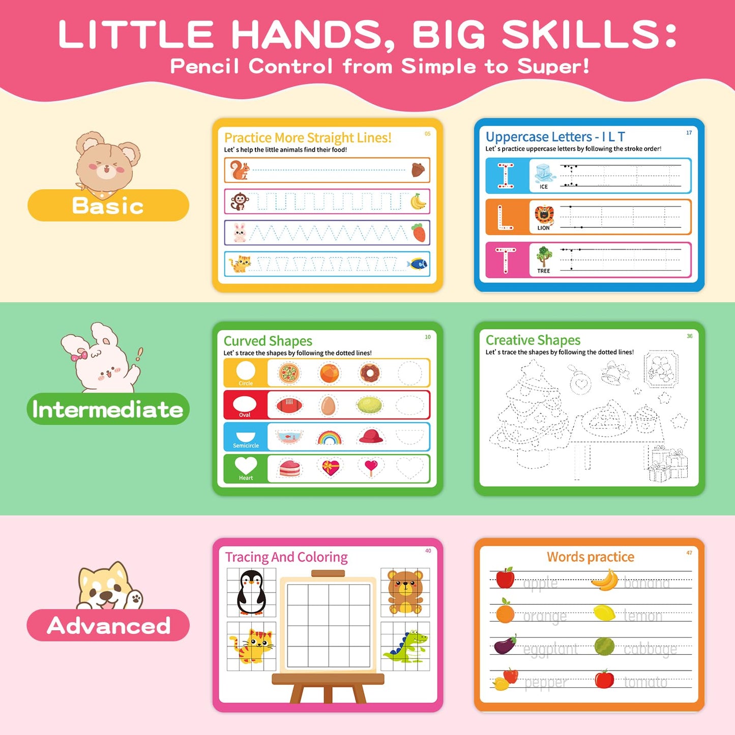 Preschool Learning Activities, Tracing Books for Kids Ages 3-5, Toddler Handwriting Practice Busy Book, ABC Alphabet Letter Number Tracing, Pre-K Kindergarten Workbook Activity Book for 3 4 5 Year Old