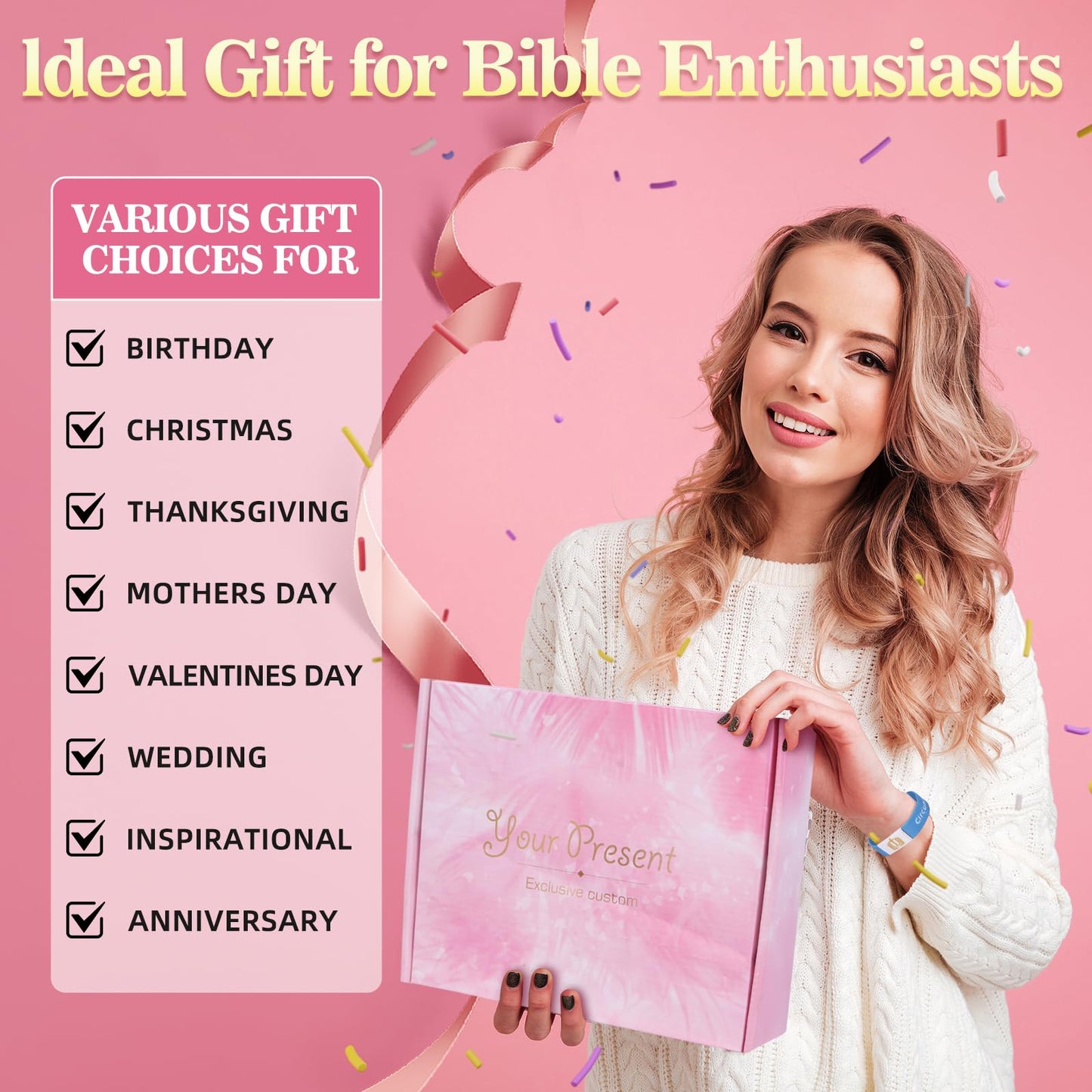 Bible Study Supplies with Daily Bible Verse Bracelets,Bible Journaling Kit for Women with Tabs Notebook and Pen Case Bible Bookmarks highlighters.Bible Tools for Students Beginner, Mom Day Gifts