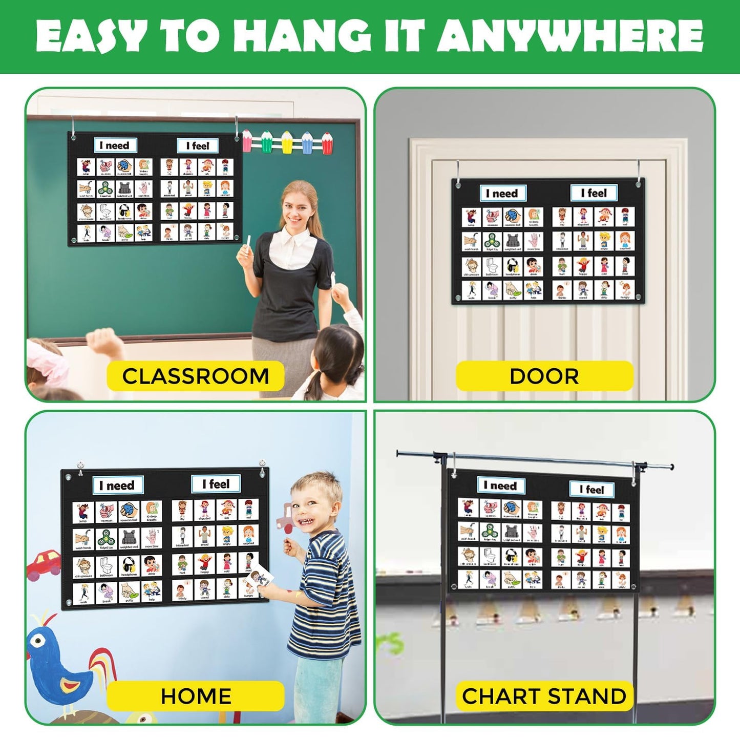 KIKIGOAL Feelings Chart For Preschool Teacher Supplies, Social Emotional Learning Pocket Chart, Autism Visual Behavior Management, Daycare Essentials, Calm Down Corner Classroom Supplies