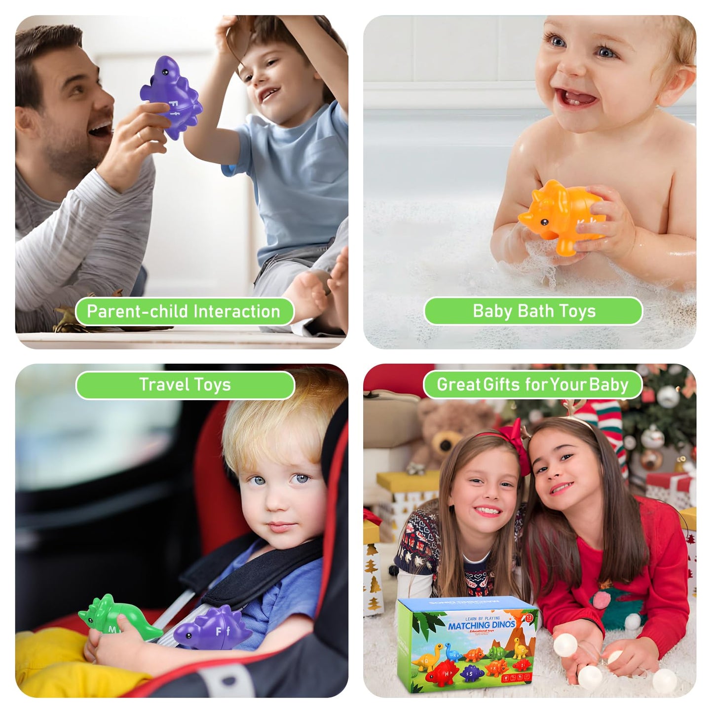 Letters Matching Game Dinosaur Toys 26 Letters Double-Sided ABC Alphabet Match Uppercase Lowercase, Montessori Learning Toy Educational Fine Motor Skill for 12 Months Toddlers Kids 1 2 3 4 5 Years Old