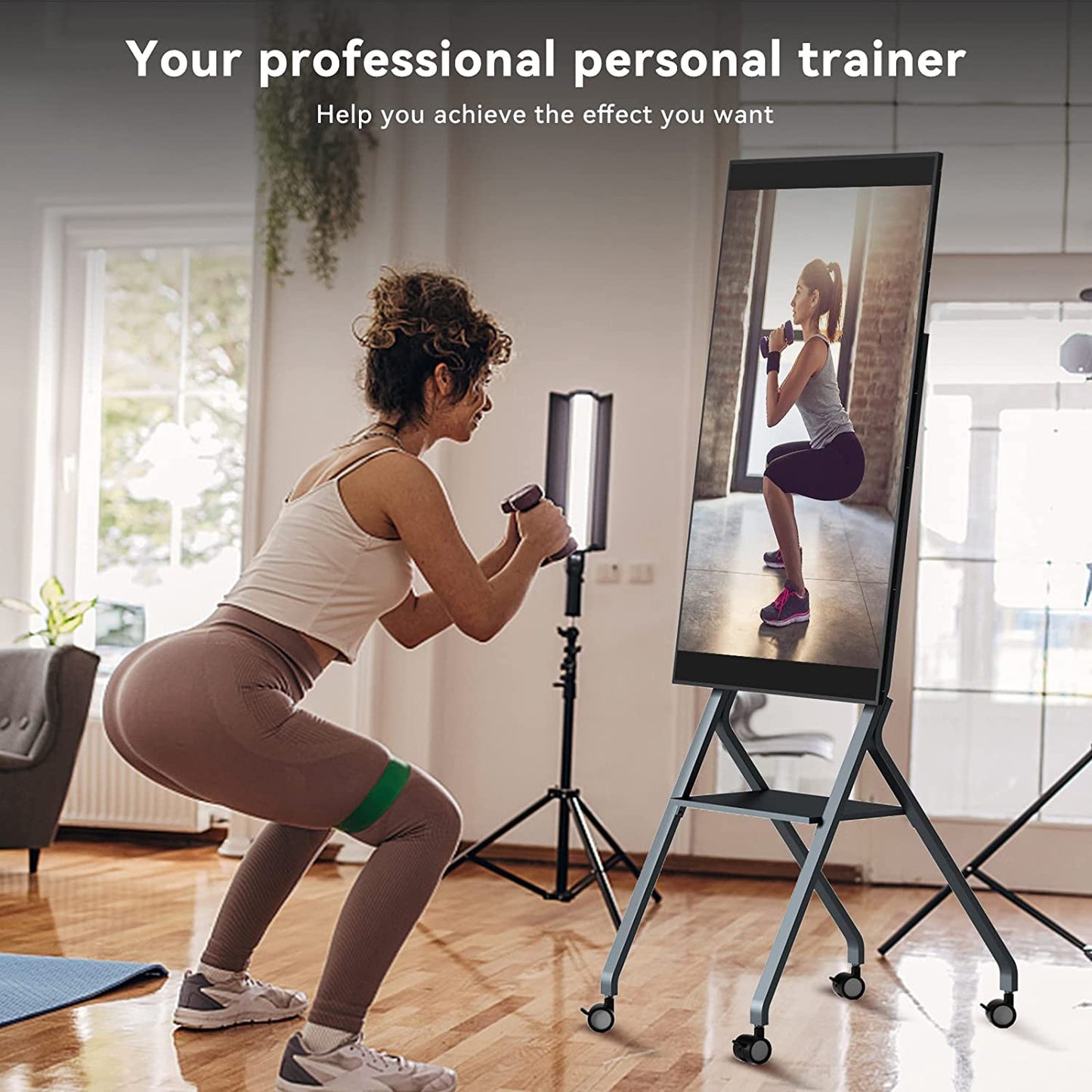 TIBURN Flip Board 55" S2 Smart Board, 4K UHD Smart Whiteboard with TIBURN HQ Eyes S2 Auto Framing Camera, Rotating Adaptive Digital Board for Home and Business with Stand