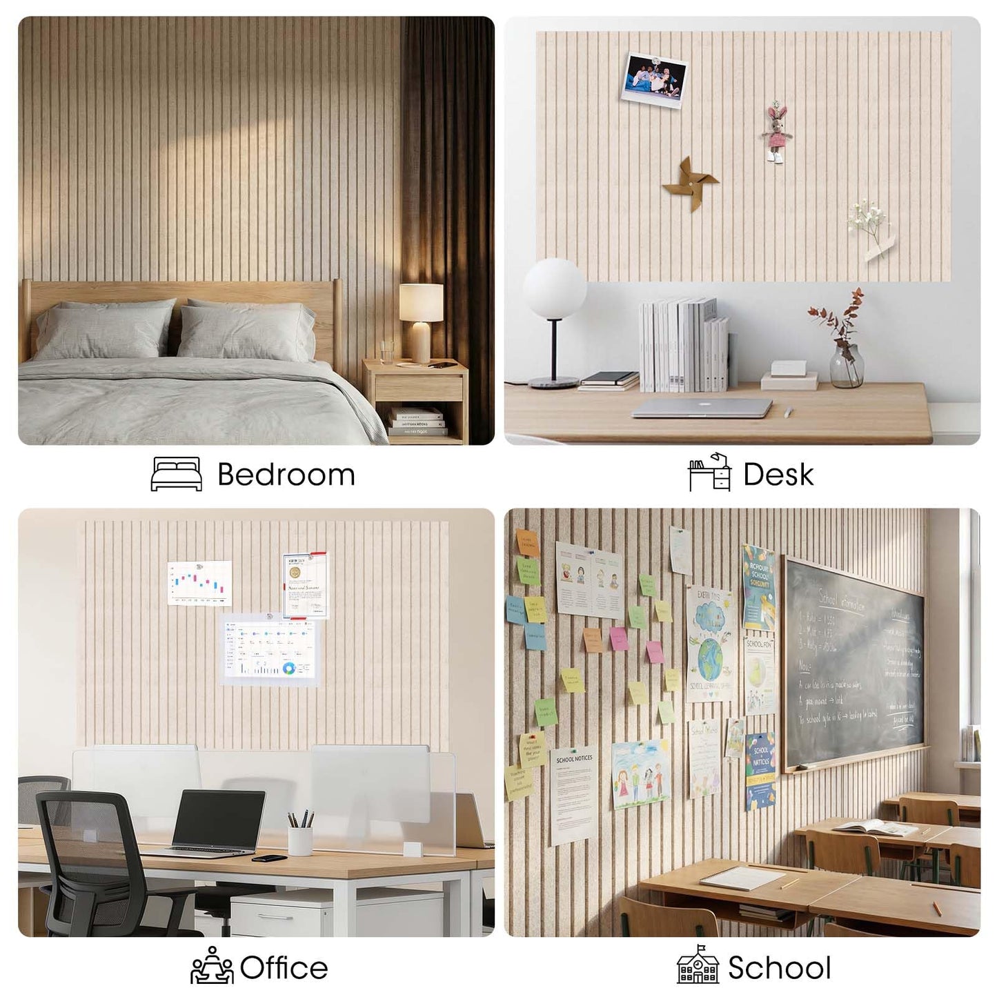 MQAAUP Large Cork Board for Walls 59" x 36",15 Pack 12"X12"Felt Bulletin Board Tiles with 120 Adhesive Tabs,Cork Board Alternative for Office Decor, Push Pin Board Wall Organizer-Oatmeal