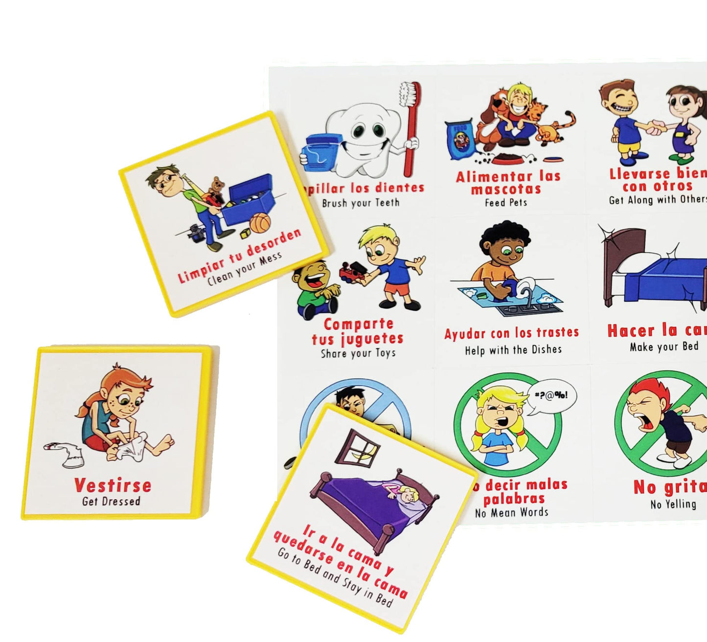 Kenson Kids Spanish English “I Can Do It” Reward and Responsibility Chart, 11 X 15.5-Inch, Daily Routine Incentive Star Chart- Visual Weekly Magnetic Chore, Behavior, and Organizational Star Chart