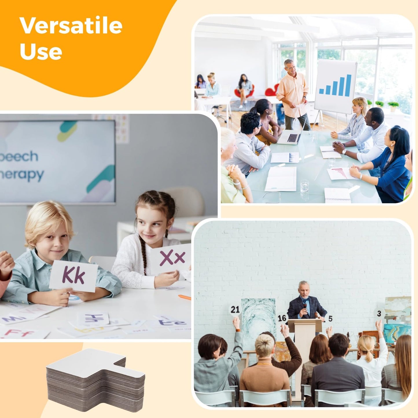 yeesport 30 Sets Handheld White Board with Erasable Marker Pens, Double Sided Dry Erase Signs, 9.06 x 6.89 in, Handheld White Board Auction Paddles for Classroom Meeting Voting Shower Games