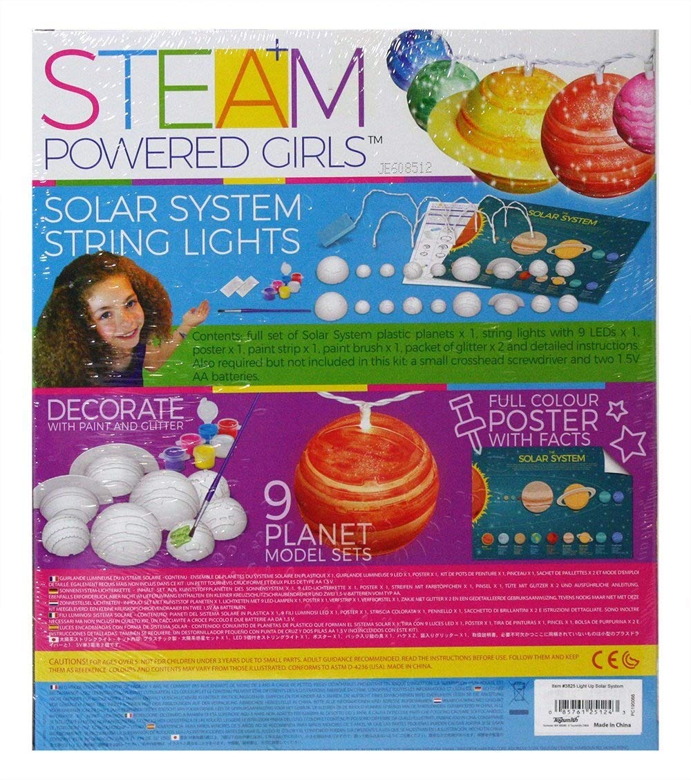 4M Toysmith, STEAM Powered Girls Solar System String Lights, Mini-Planetarium DIY Stem Toy, for Girls Ages 5+