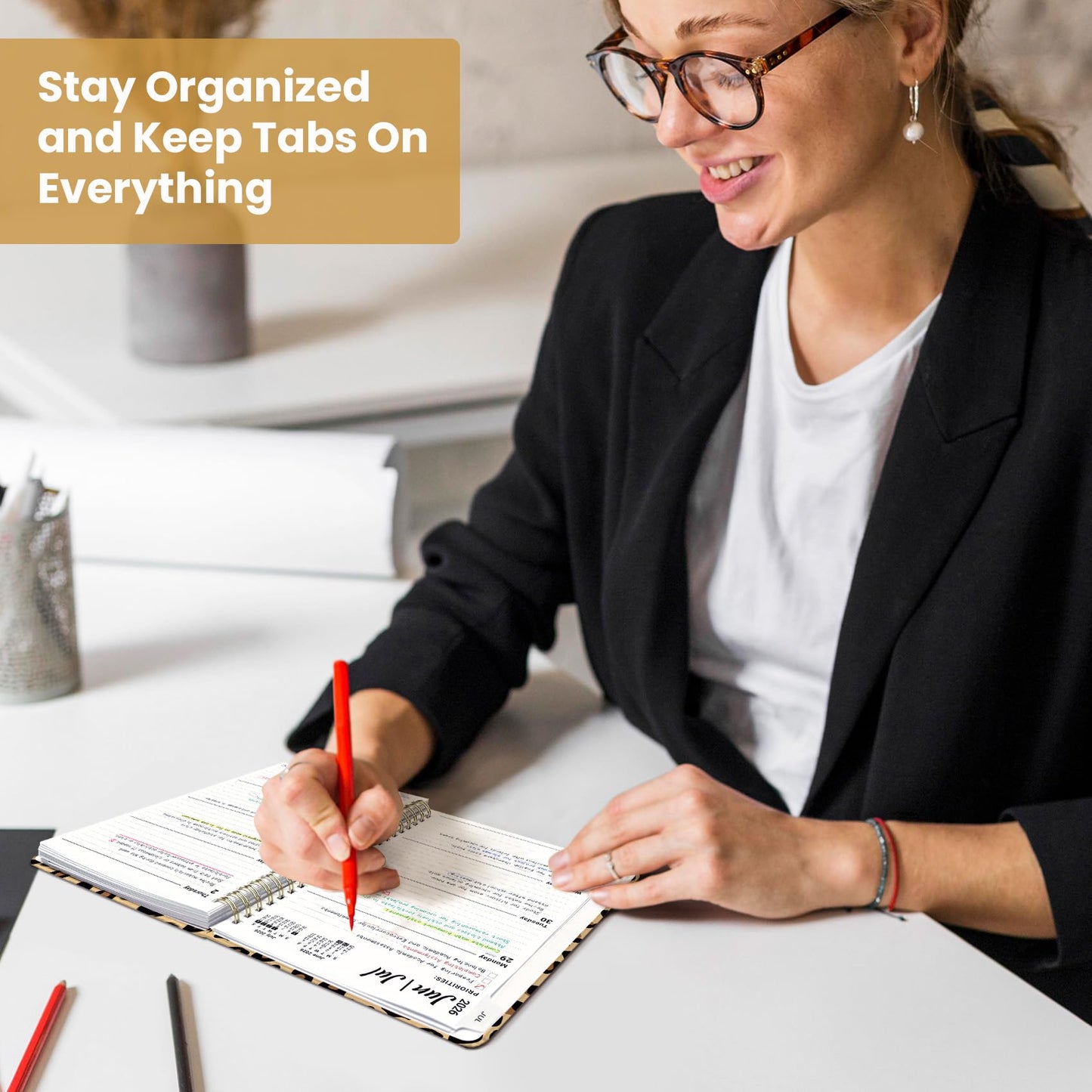 Planner 2026-2027, Monthly and Weekly Academic Planner July 2026 - June 2027, Hardcover Student Teacher Planning Agenda Calendar Book with Tabs, Perfect for Office School Supplies, A5 (6.3" x 8.5") - Leopard