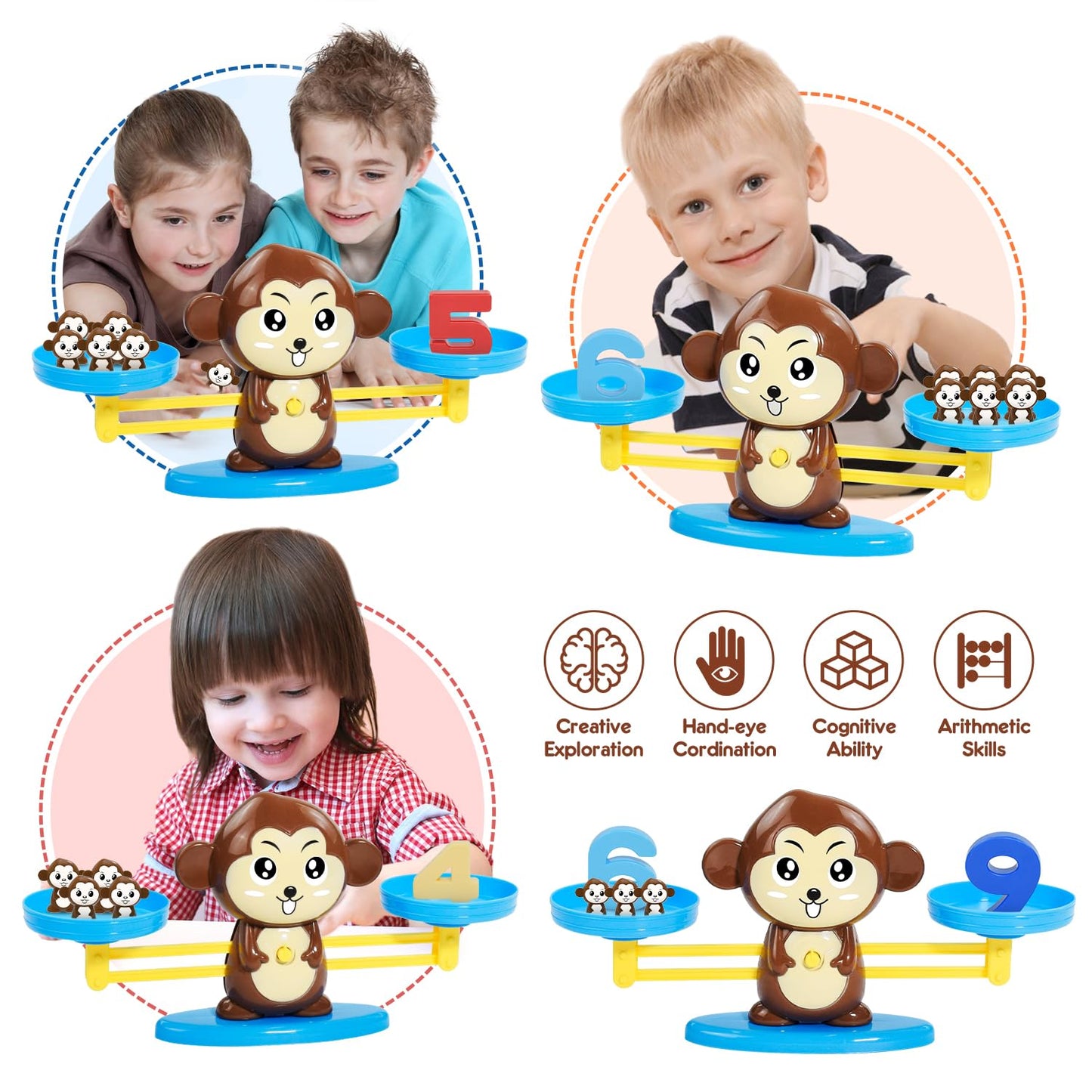 BAKAM Penguin Math Balance Scale, Toddler Counting Toys for 3 4 5 6 Year Old, Montessori Addition & Subtraction Weight Game, STEM Preschool Learning Activities, Educational Gift for Boys Girls