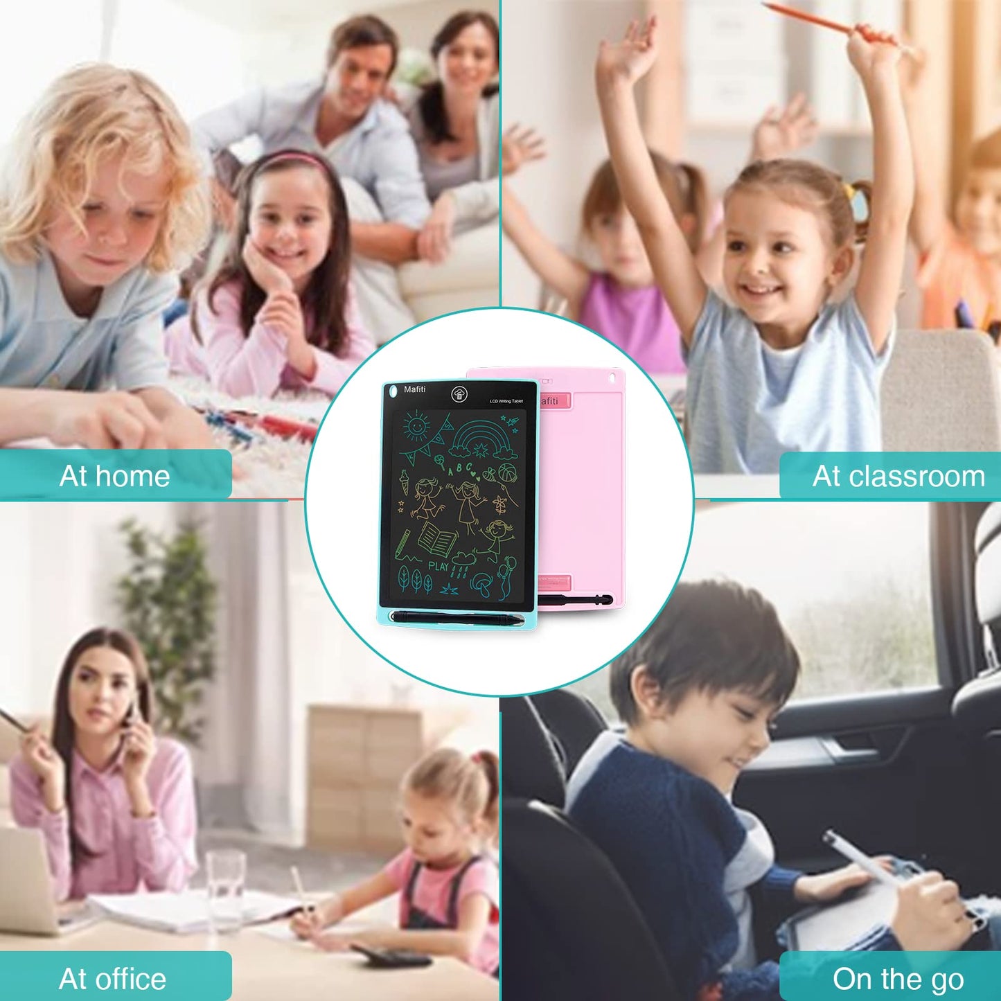 LCD Writing Tablet 8.5 Inch 4 Pack Electronic Writing Drawing Pads Doodle Board Gift for Kids Boys Girls