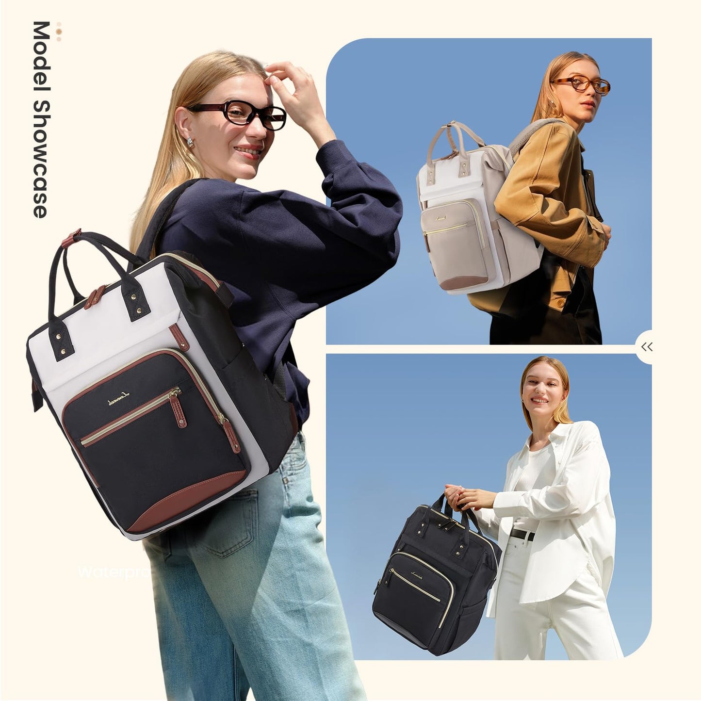 LOVEVOOK Laptop Backpack Women, 15.6 Inch Work Backpack with Large Capacity Cup, Waterproof Travel Computer Backpacks Purse, College Bookbag for School, Business, Teacher