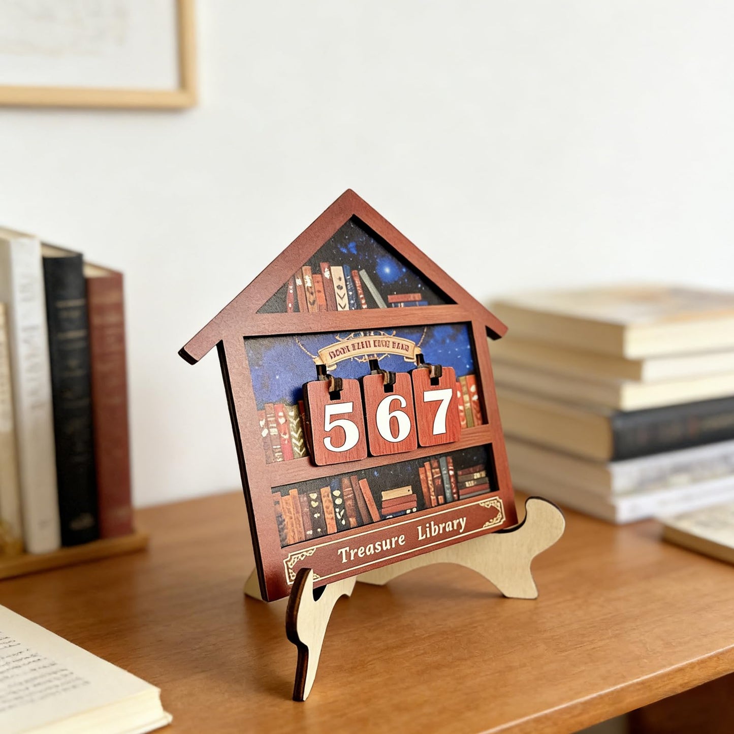 Reading Tracker Counter Sign, Wooden Books Read This Year Display, Book Lover Gift for Librarian, Reader, Teacher, Women, Wall and Table Decor for Home Library, Teachers, Book Lovers(Bookstore)