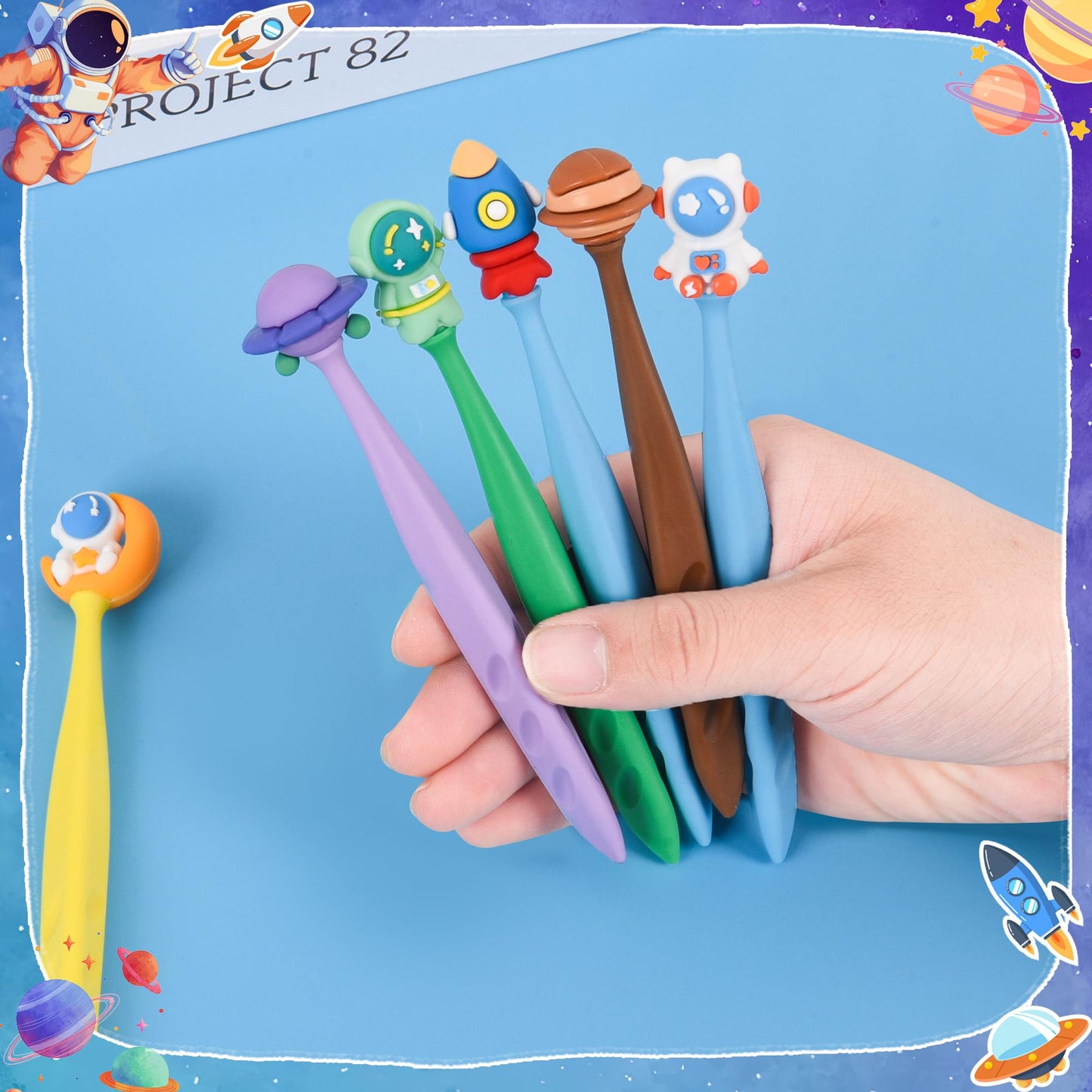 48 Pcs Cute Space Bobblehead Eraser for Pencils Kawaii Erasers Cute School Supplies Fun Planet Rocket Moon Spaceship Astronaut Shape Erasers Back to School Supplies Birthday Classroom Gifts