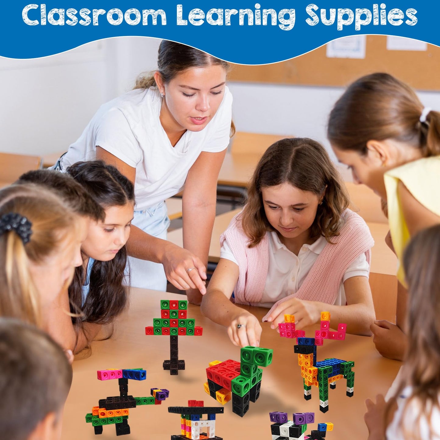 Poen 800 Pcs Linking Cubes for Math Counting Blocks Colorful Manipulatives Cubes Toy Connecting Blocks Education Learning Math Construction Toy for Kids Ages 4-8 Stem Activity