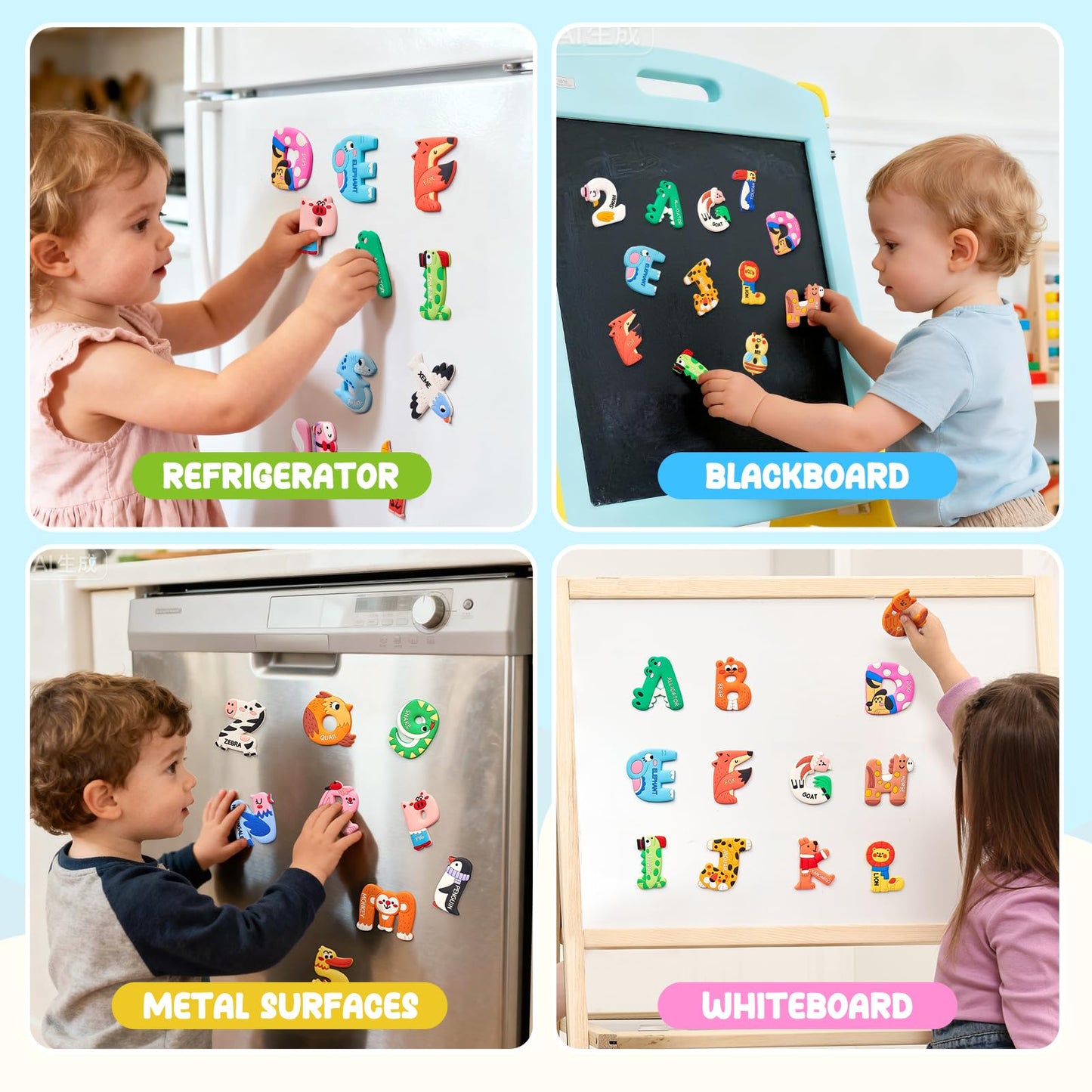 JoyCat Magnetic Letters and Numbers Fridge Magnets, Soft PVC Learning Refrigerator Toy Set for Kids & Toddlers, 26 Animal Alphabet Letters and 0-9 Numbers, Birthday Gifts for Baby Boys and Girls