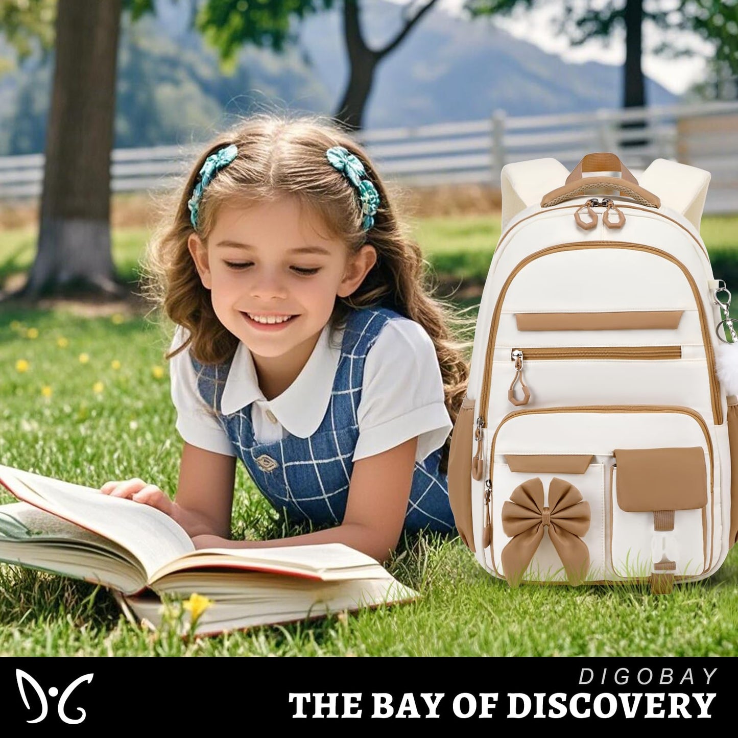 DIGOBAY Backpack for Girls, 3PCS Girls Backpack for School with Lunch Bag Pencil Case, Cute Kids Teens Bookbag for Kindergarten Elementary Preschool Middle School