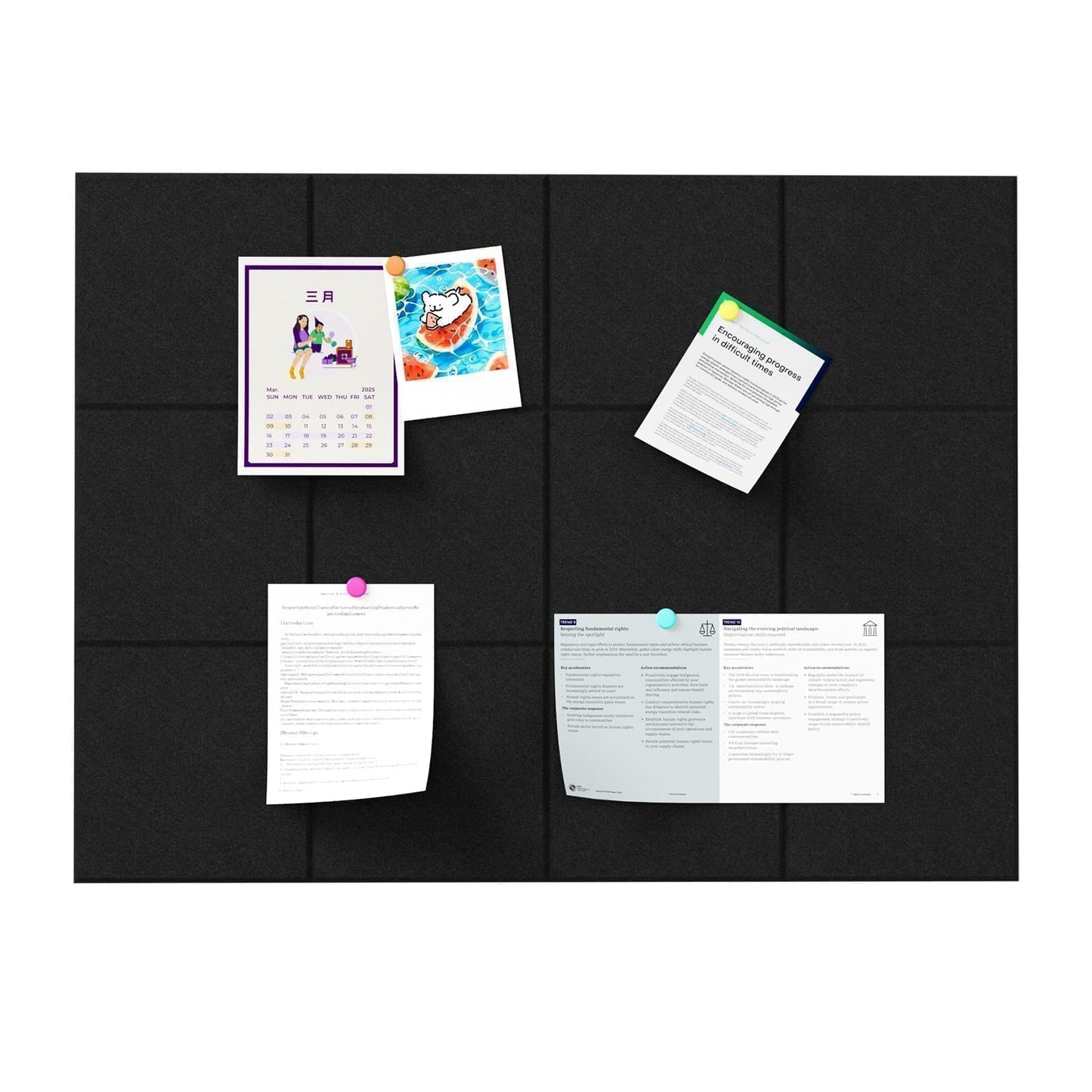 Baysola Felt Bulletin Board Panels 48 x 36 Inch Self Adhesive Wall Tiles Cork Board Alternative for Office Classroom Photos Notes 12 Pack