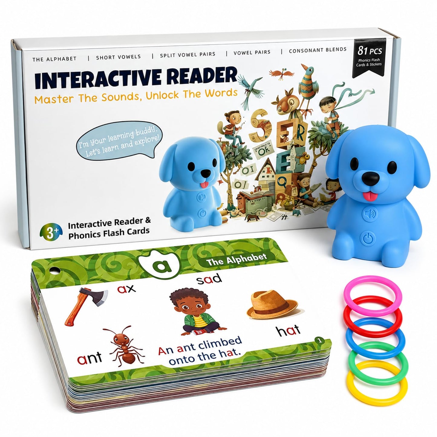 Interactive Learning Toys with Talking Pen for Preschool Education, Early Learning Activities, Electronic Educational System (Dog with Phonics)