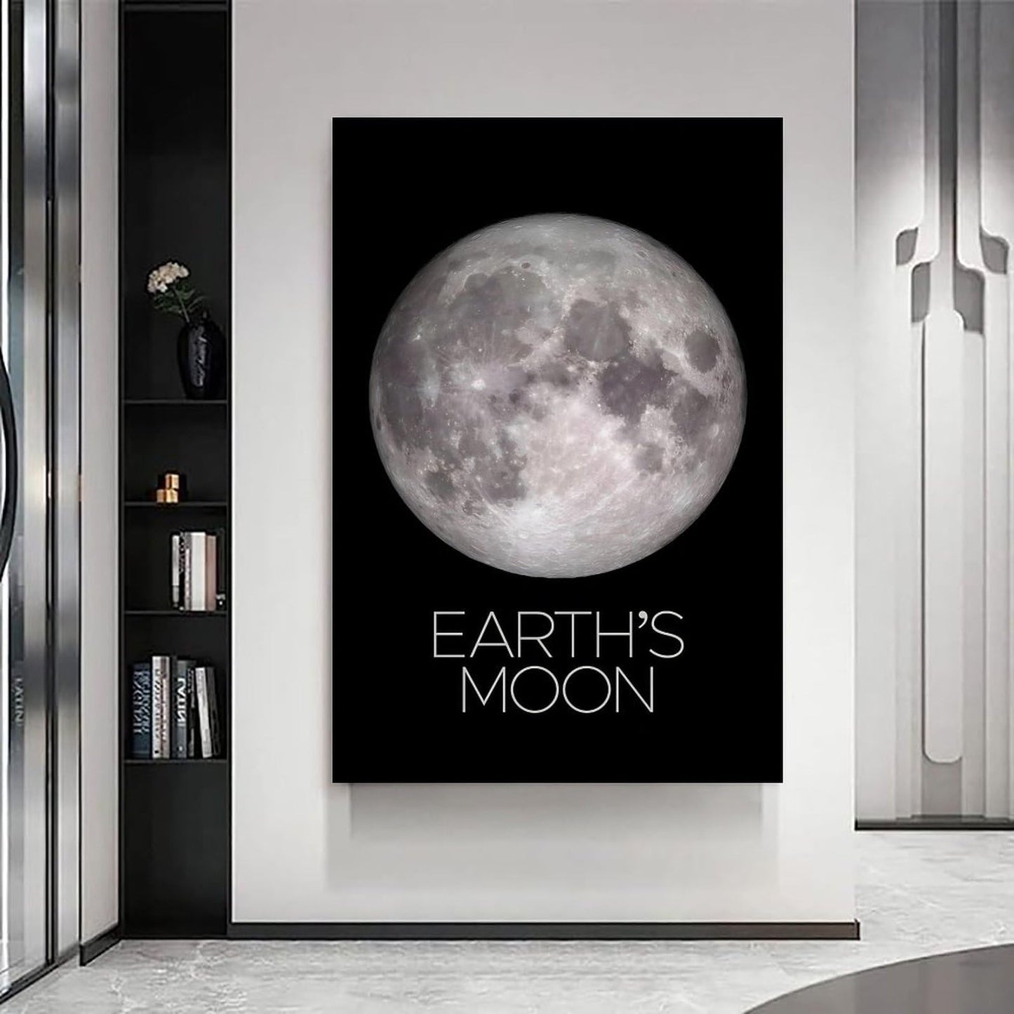 Solar System Planets Canvas Wall Art - Moon Planet Space Poster for Kids Room Bedroom Classroom, STEM Educational Astronomy Decor, Science Gift for Boys Girls, 16x24 Inch Framed