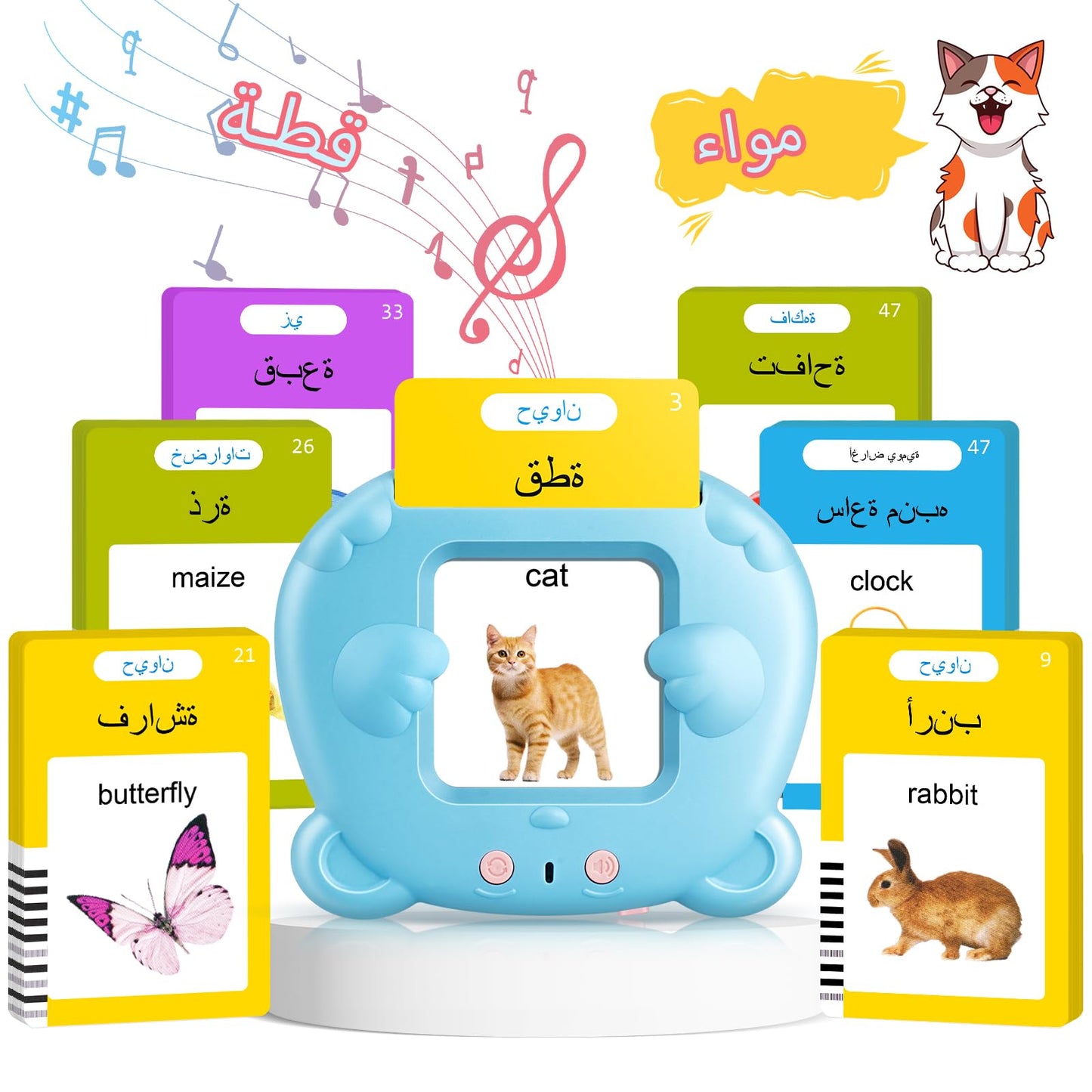 Arabic & English Talking Flash Cards for Toddlers, 510 Sight Words Bilingual Flash Cards, Learning Toys, Montessori Toys, Speech Therapy Toys, Children's Sensory Preschool Educational Birthday Gifts