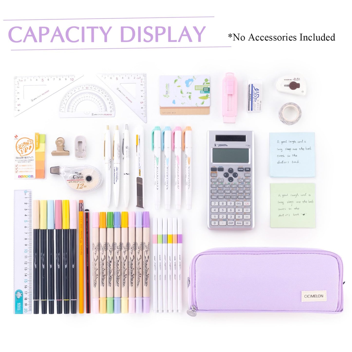 CICIMELON Large Capacity Pencil Case 3 Compartment Pouch Pen Bag for School Teen Girl Boy Men Women (Purple)