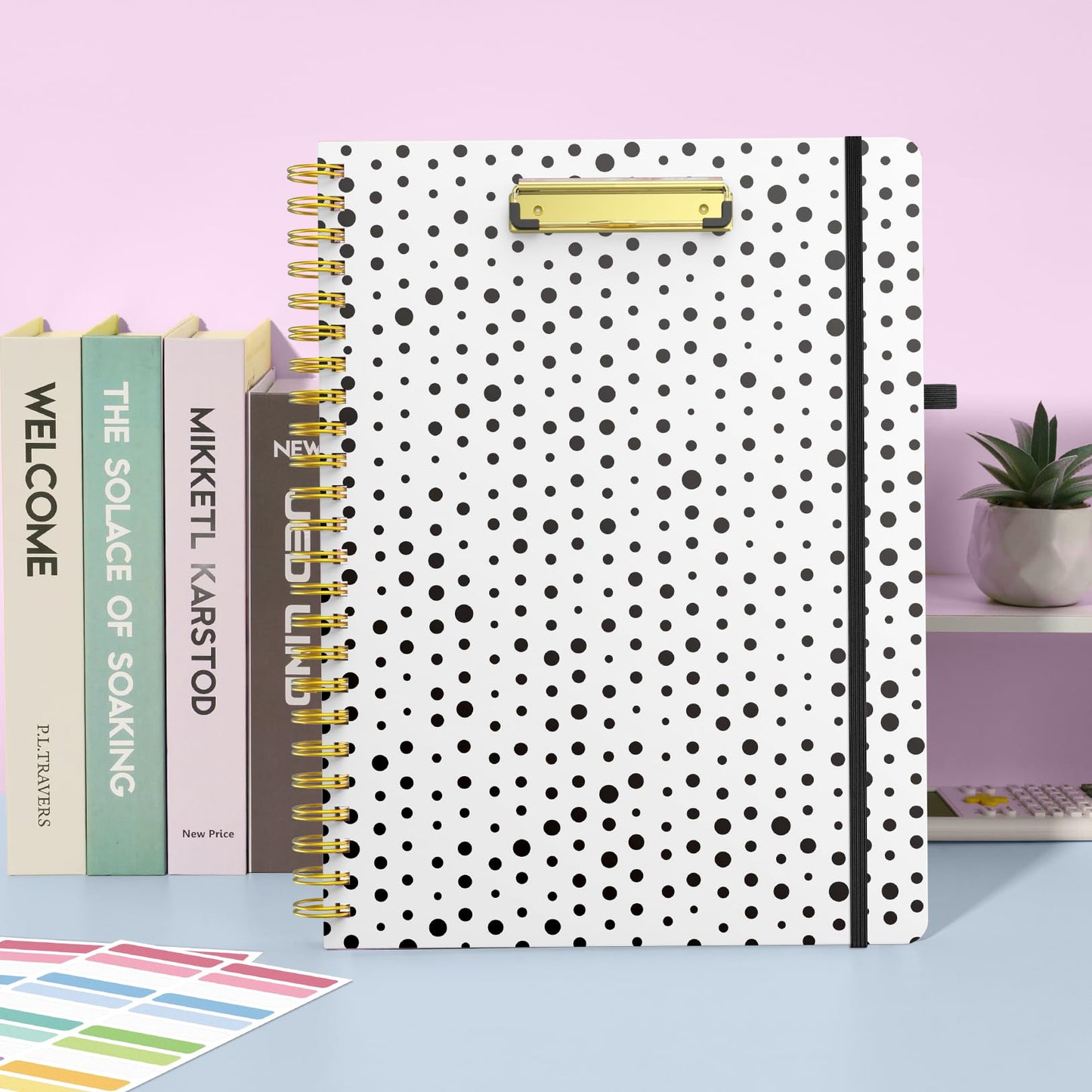 Sooez Clipboard with Refillable Notepad, Clipboard Folder with 10 Storage Pockets for Letter Size, Spiral Clipboard Notebook, Cute Portfolio for School Office Nursing