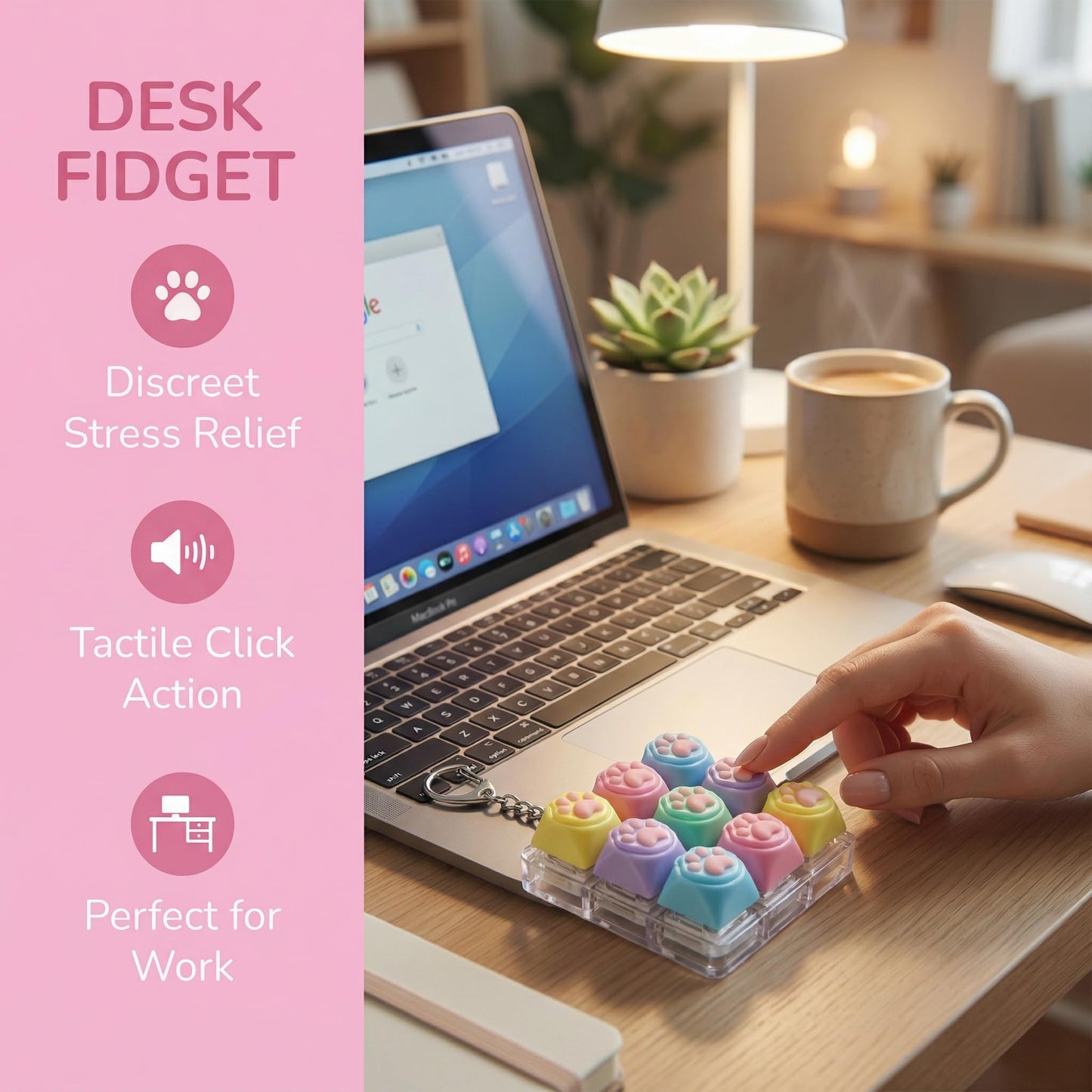 yuyingji Keyboard Fidget Keychain Set | Clicker Fidget Toy with Mechanical Keycap Feel | Sensory Stress Relief for Adults & Teens | Office Desk Gift