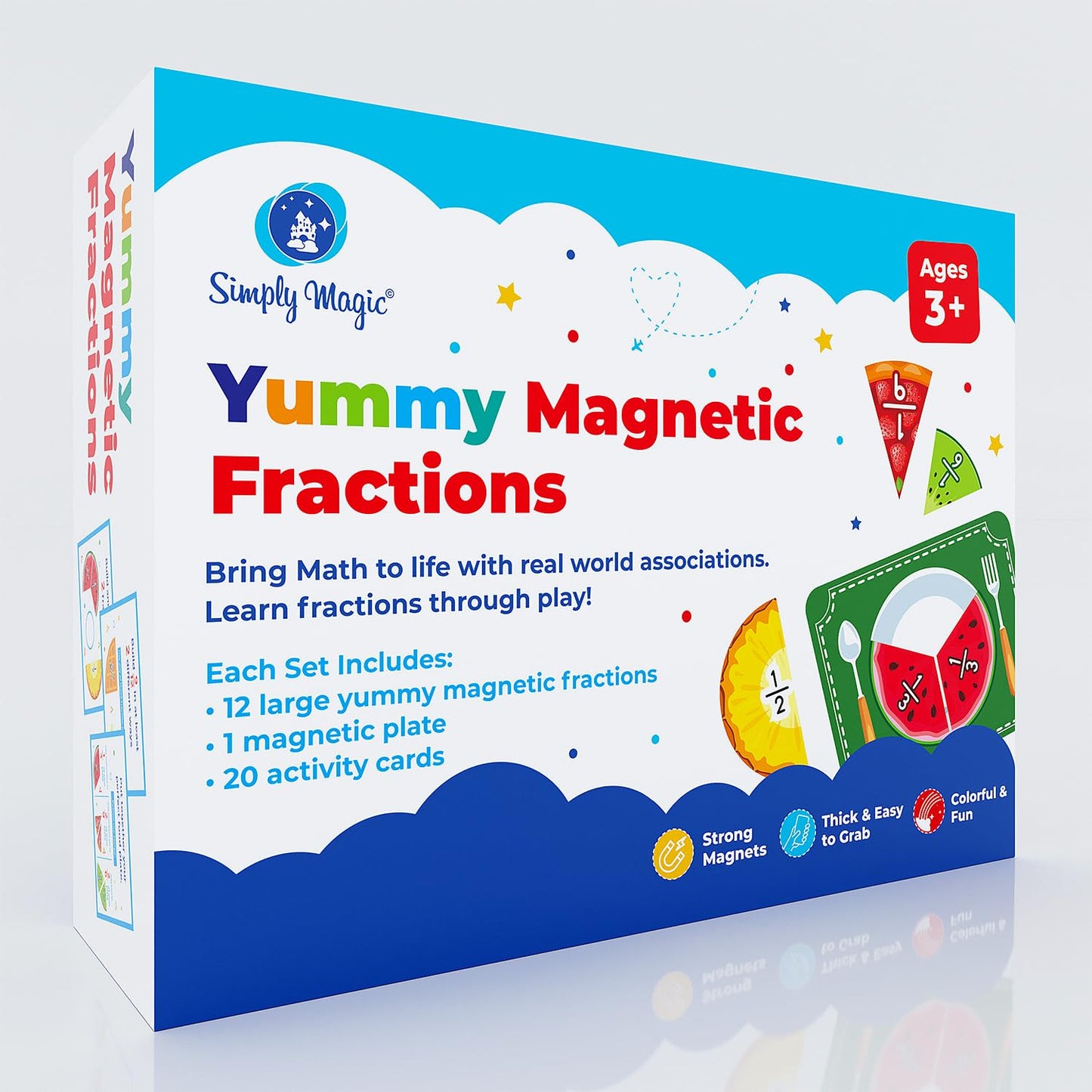 112 PCS Yummy Magnetic Fractions - Magnetic Fraction Tiles & Circles, Bars, Classroom Math Manipulatives, Fraction Manipulatives for Elementary Teachers 2nd, 3rd, 4th, 5th Grade - Simply Magic