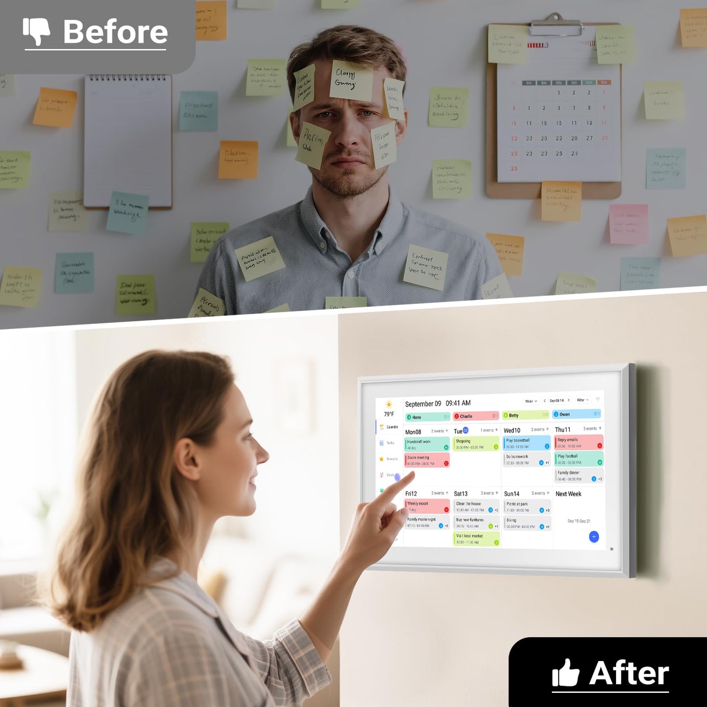 BOCT 21.5'' Digital Calendar Wall - 64GB Memory Touch Screen Chore Chart Smart Calendar, Digital Planner, Auto-Sync, APP Control, Interactive Family Schedules, Gift for Mother