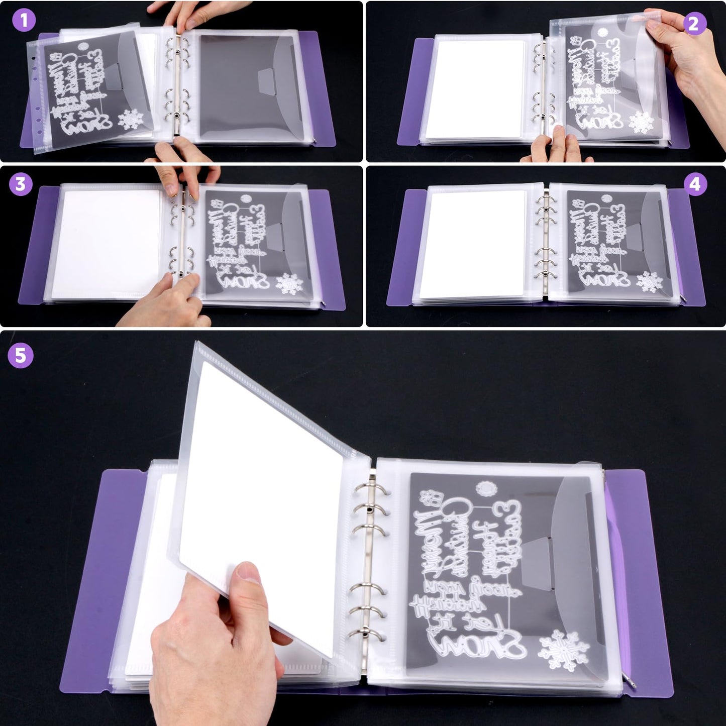 UNIMEIX 12 Pcs Magnetic Sheets for Die Storage with 1 Binder Cover, 2 in 1 Storage Stamp and Die Storage Bags Die Cut Storage Supplies(0.8 mm Thickness, Purple)