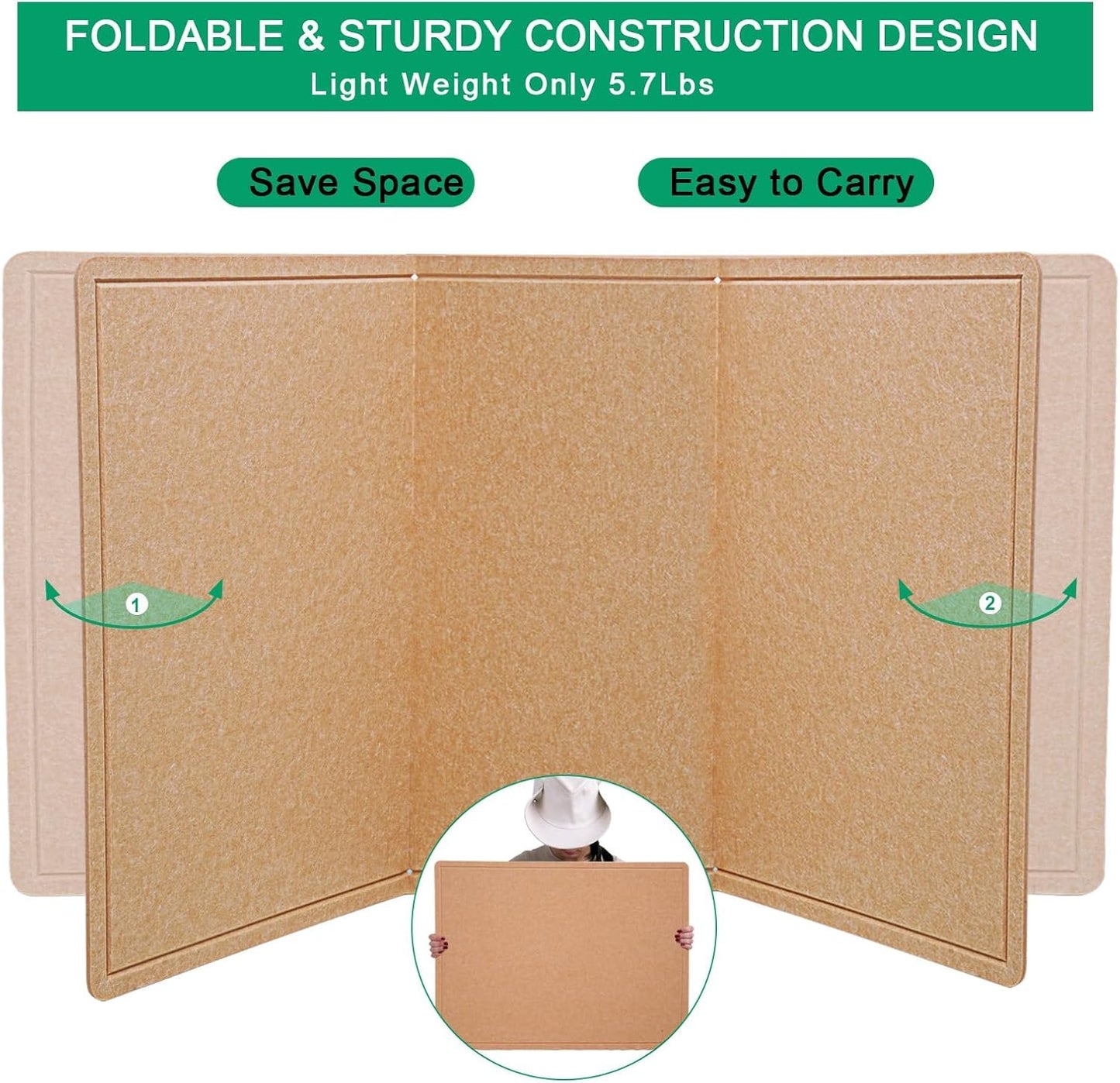 Large Bulletin Board, 48 X 36 inches Cork Board with 30 Pushpin, 4' x 3' Felt Cork Board Notice Pin Board, Self-Adhesive Vision Board Mood Board Foldable Photo Board for Wall - Ginger Yellow