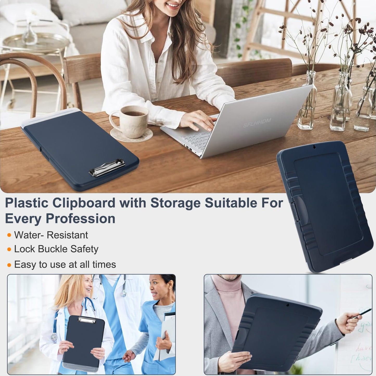SFLHHDM Storage Clipboard with Pen Holder, High Capacity Clipboards for Classroom, Clip Boards 8.5x11 with Storage, Low-Profile Clip, Lightweight Plastic Clipboard for Kids, Lawers, Office Workers