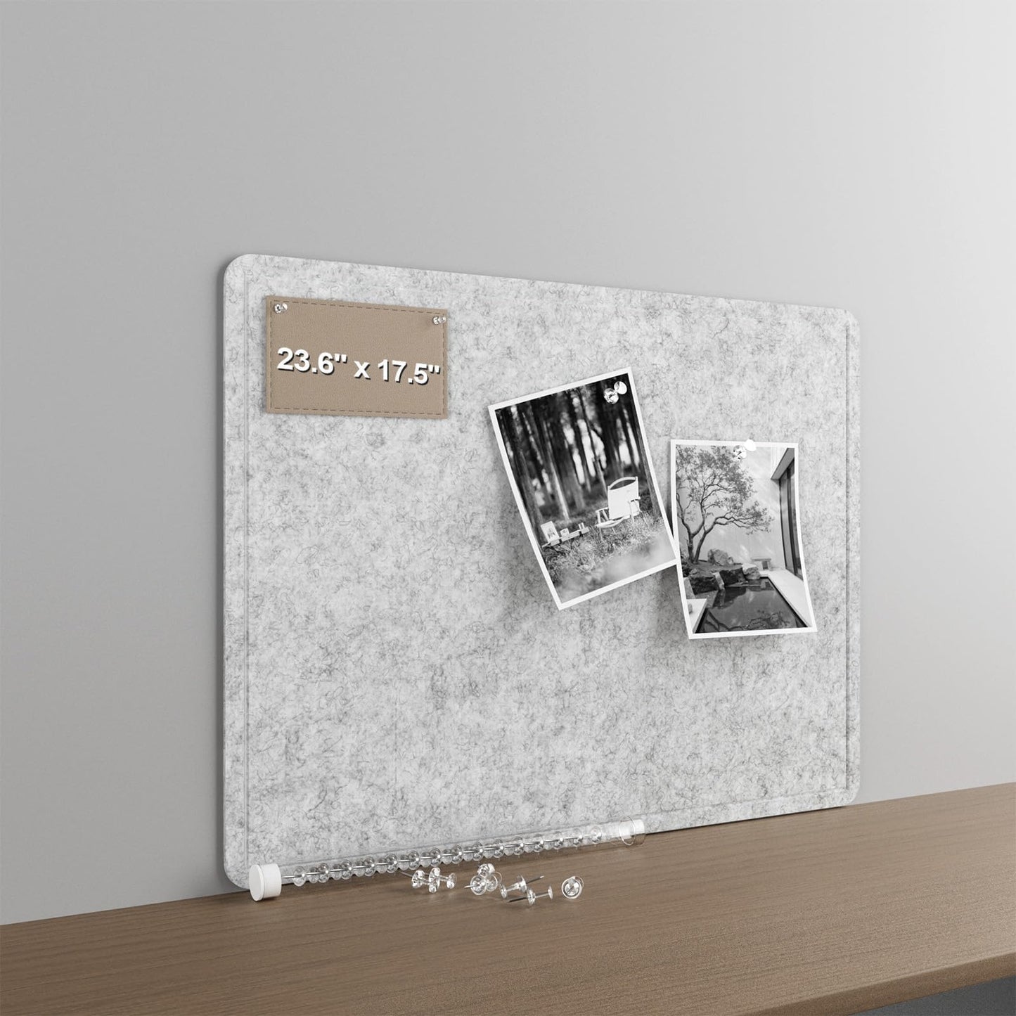 Felt Bulletin Board for Wall 24" x 18" Unfolded Size, Small Frameless Felt Pin Board, Soft Cork Board Alternative for Office, Home Planning, Notes, Photos & Wall Decor, Foldable Shipping, Easy Install