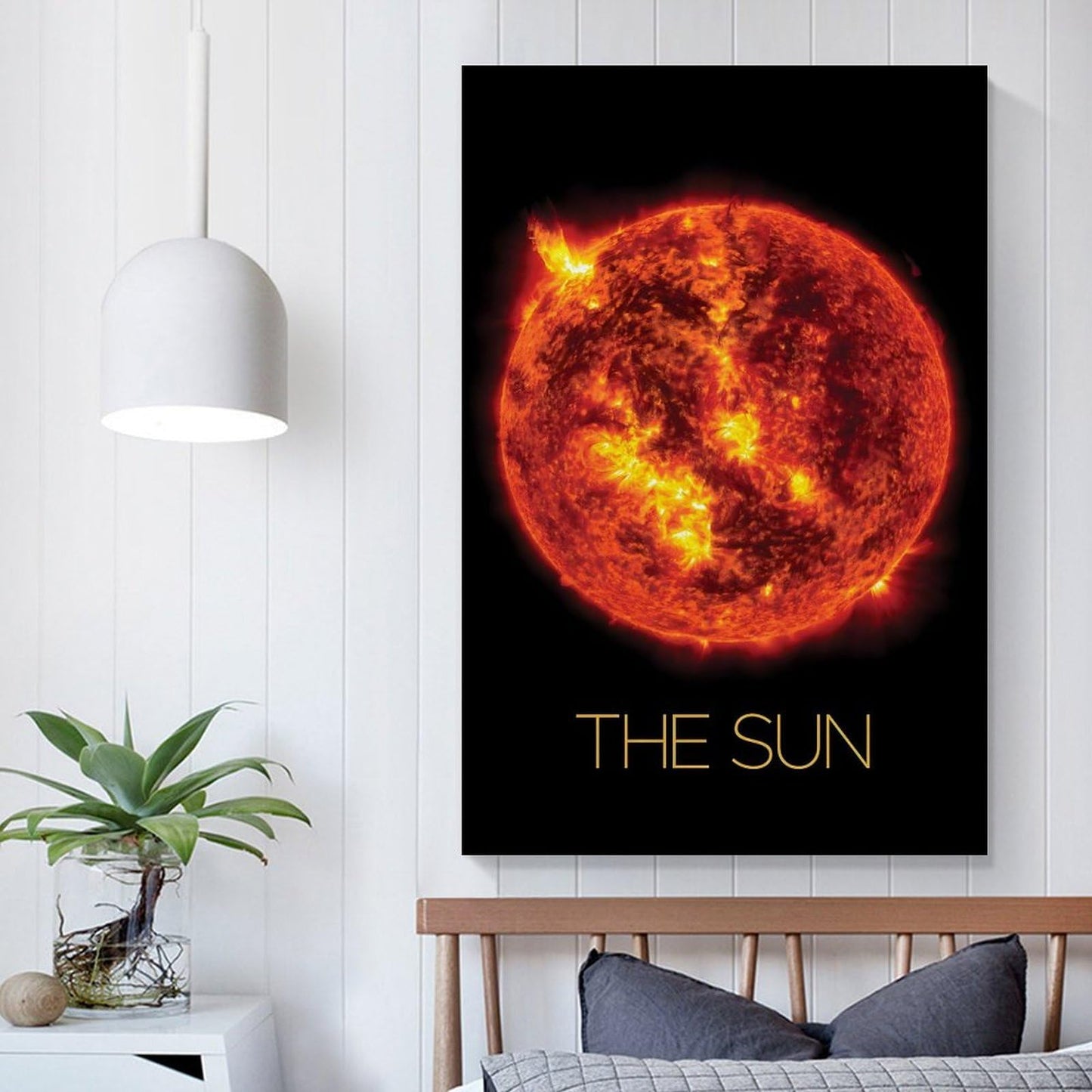 XIAOLOUTINYU Solar System Canvas Wall Art - The Sun star Space Poster for Kids Room Bedroom Classroom, STEM Educational Astronomy Decor, Science Gift for Boys Girls Teens, 12x18 Inch Unframed