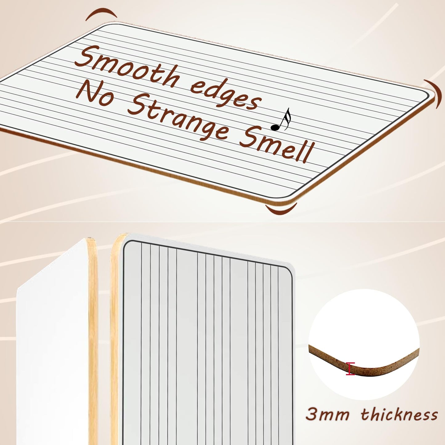 10 Pack Double Sided Music Staff Lapboards 9'' x 12'' - Mini Dry Erase Whiteboards with 3 Staves & Blank Back, Small Music Board for Students, Piano Teachers, Classroom Supplies & Gifts