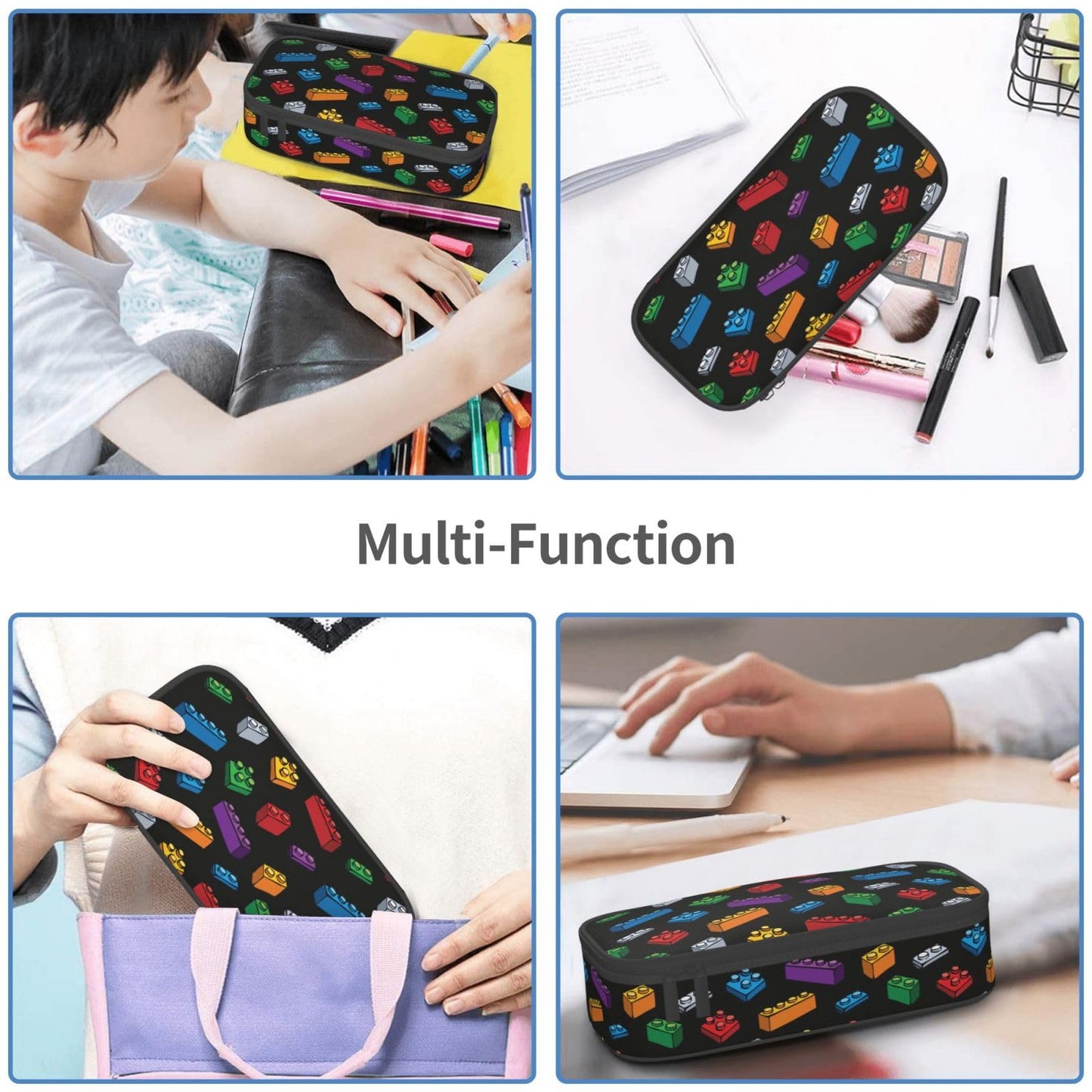 Geoocii Building Block Large Capacity Pencil Case Organizer Pencil Pouch Stationery With Zipper School Supplies Pencil Bag For Girls Boys Teens Adult Office