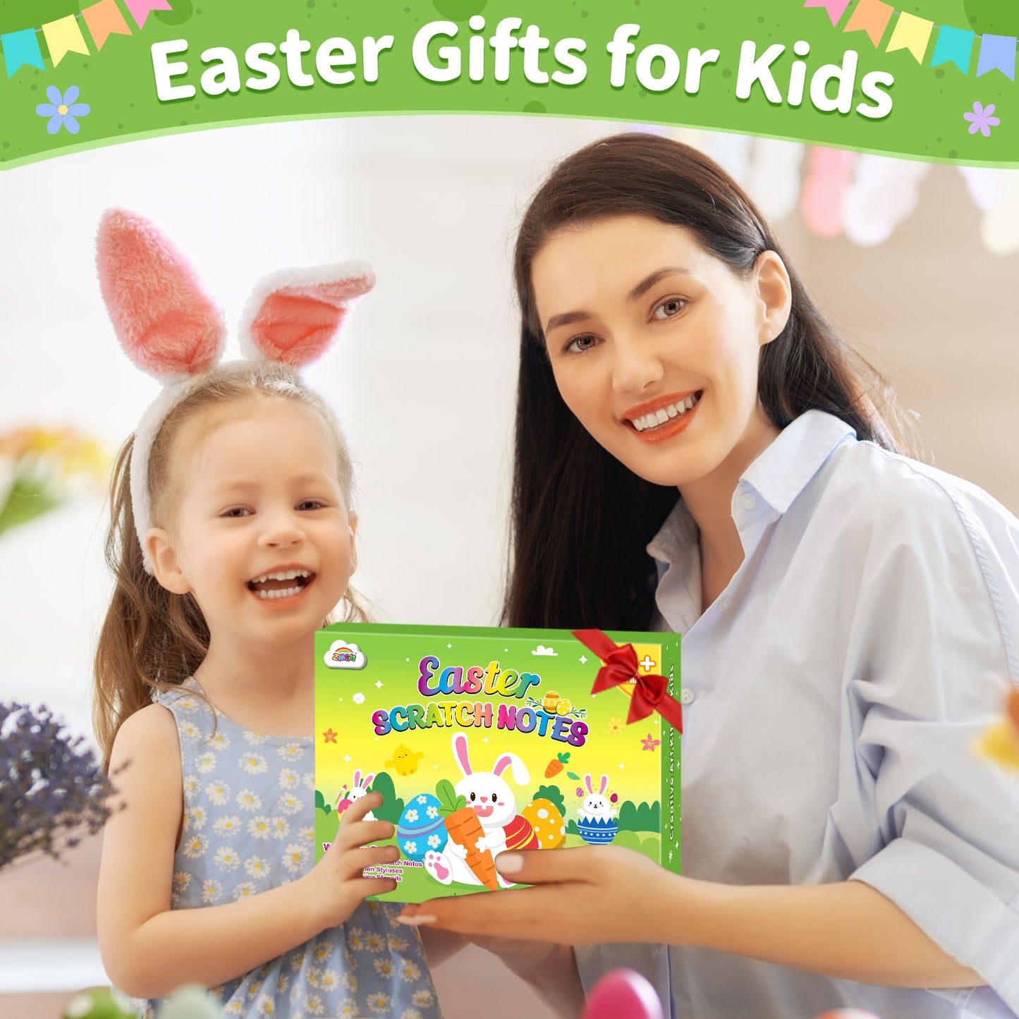 ZMLM Easter Classroom Gifts For Students: 24 Pack Scratch Rainbow Art Notebook Paper, Party Favors For Kids 4-8, Birthday Goodie Bags Stuffers, Student Prizes From Teacher, Kindergarten Toy