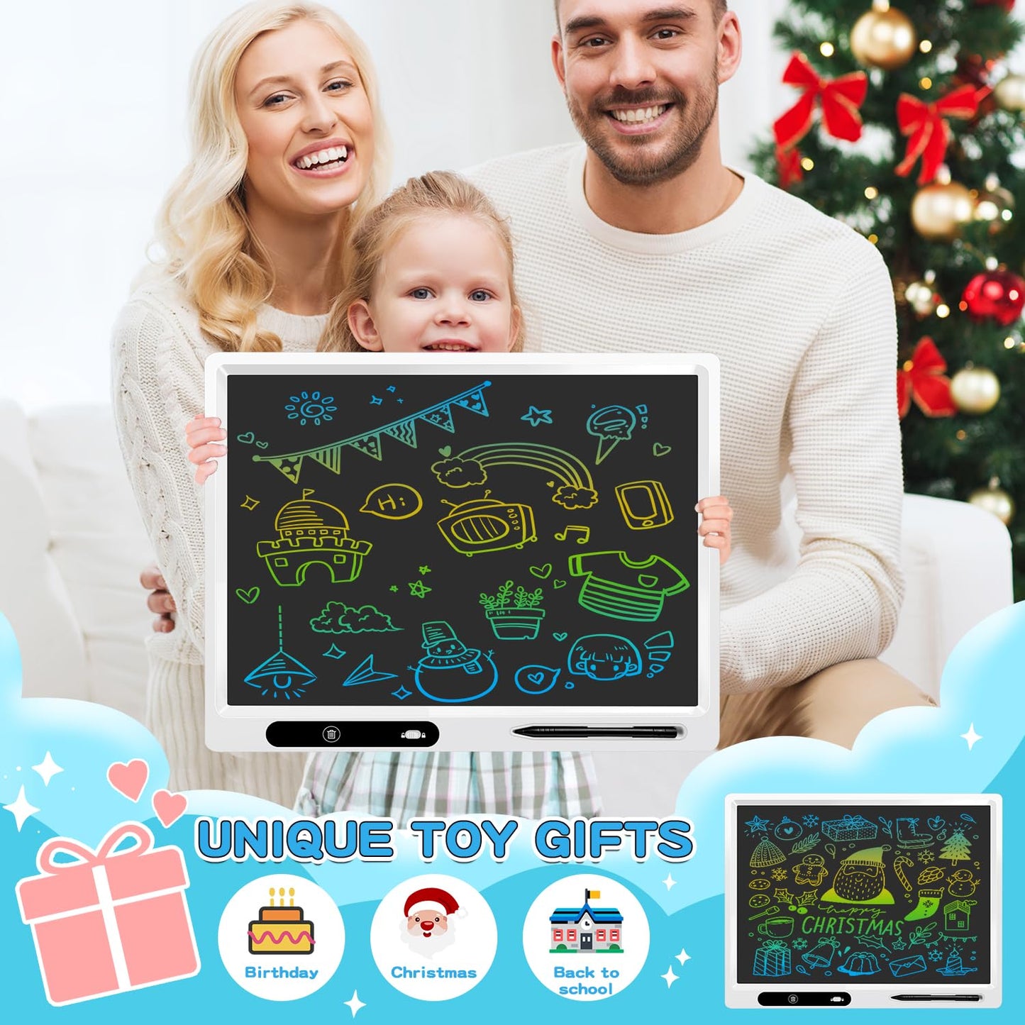 22 Inch LCD Writing Tablet for Kids, Large Drawing Board for Learning &Homeschool, Eye Protection Reusable Writing Pad, One-Click Erase,Educational Toy for Toddlers Travel & Quiet Play