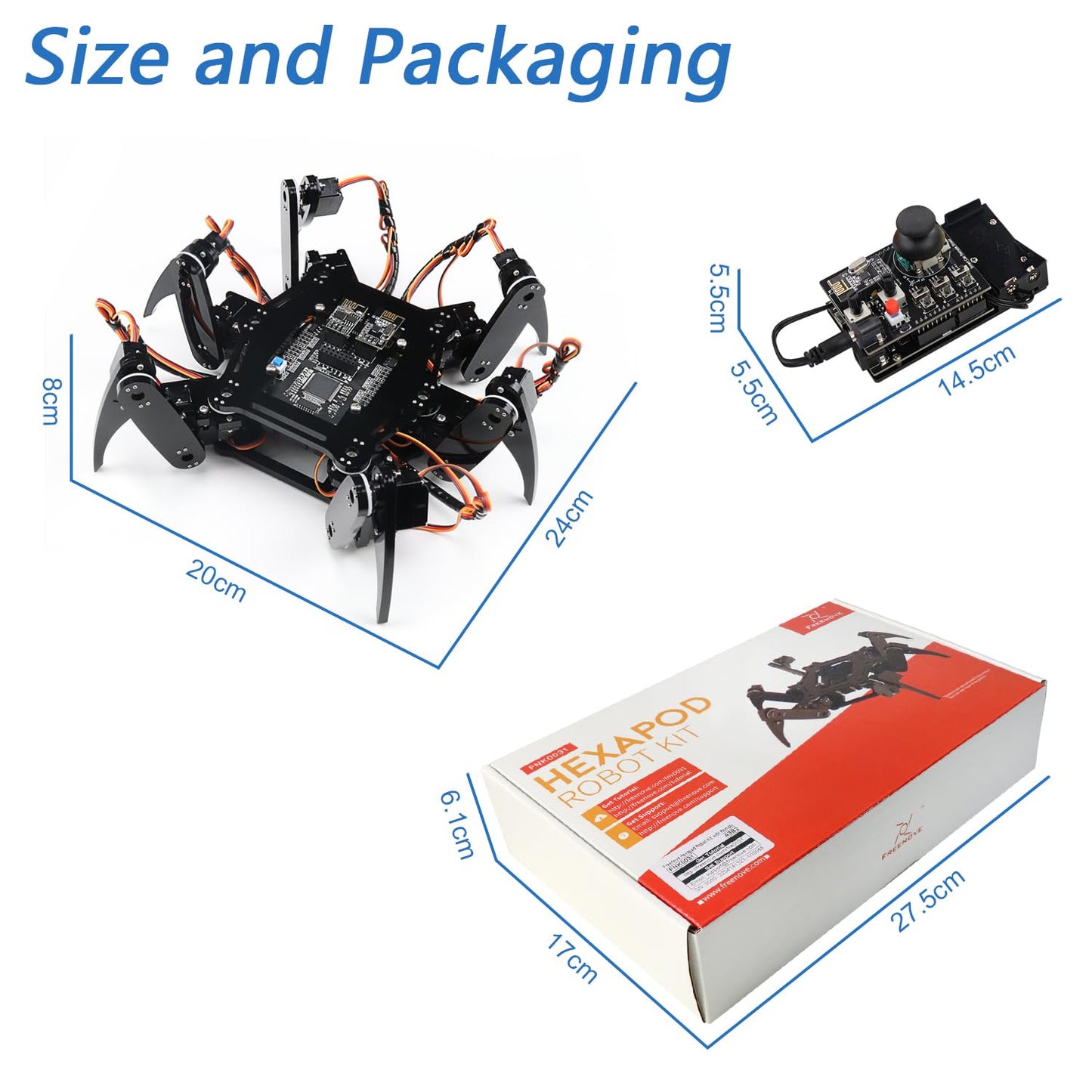 FREENOVE Hexapod Robot Kit with Remote (Compatible with Arduino IDE), Walking Crawling Twisting, App Remote Control, Servo STEM Project