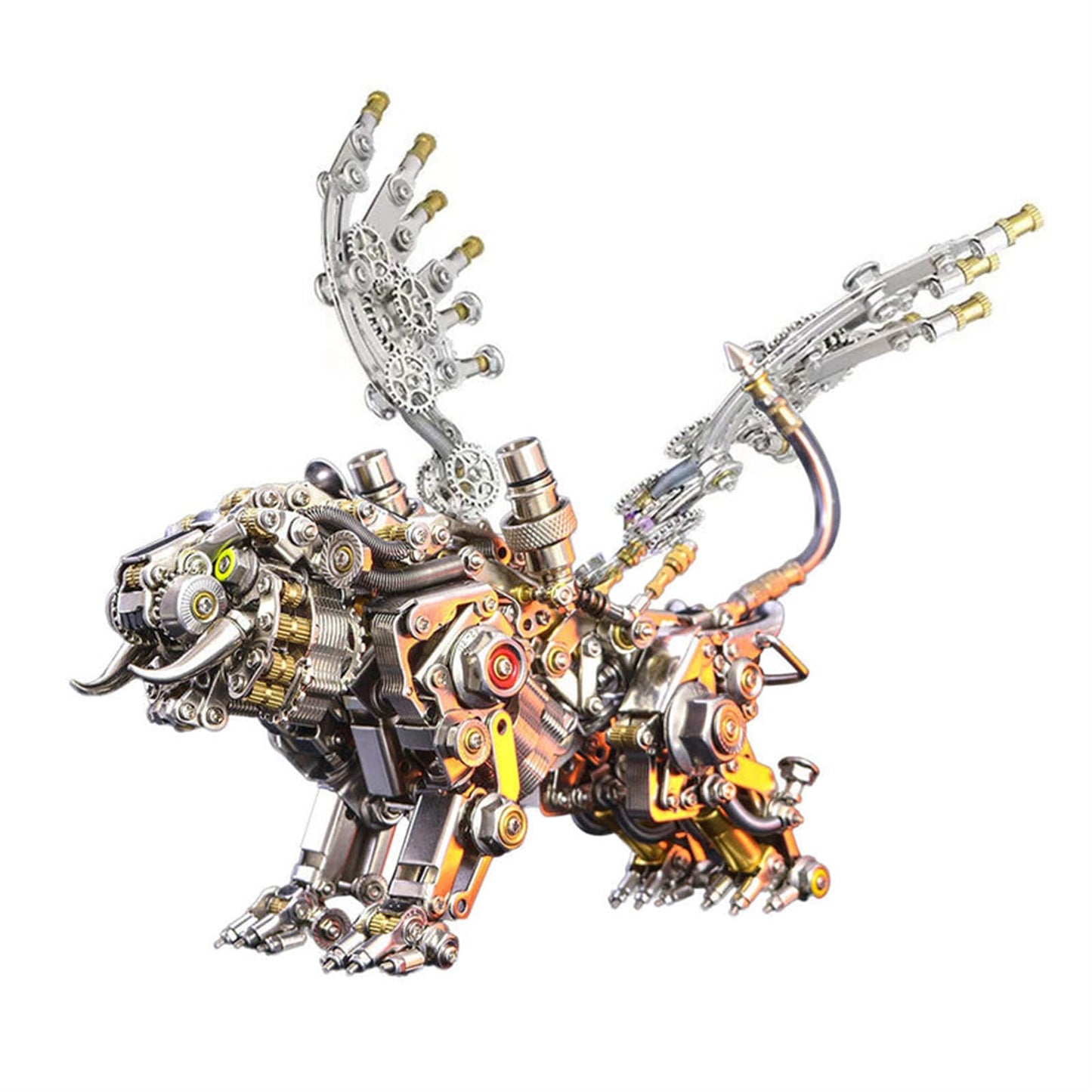 Metalkitor Bengal Tiger 3D Metal Puzzle for Adults, 700PCS, Model Assembly Kits - Retro Steampunk Style Desk Ornament(with Short Wings)