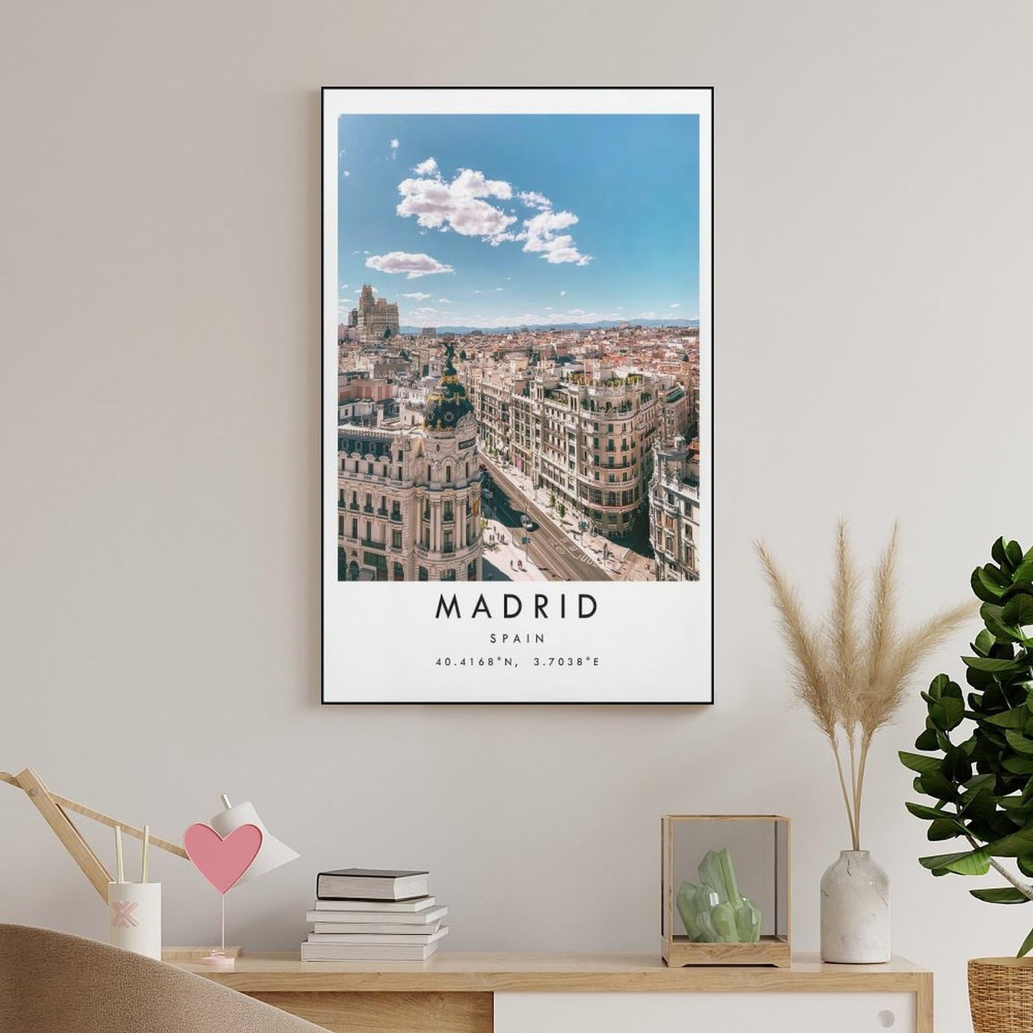 JHXNJDPOST Madrid Poster, Black And White Art, Spain Canvas Wall Art Aesthetic Decorative Painting Living Room Restaurants, Pool Halls And Hotelsstyle-8 12x18inch(30x45cm)