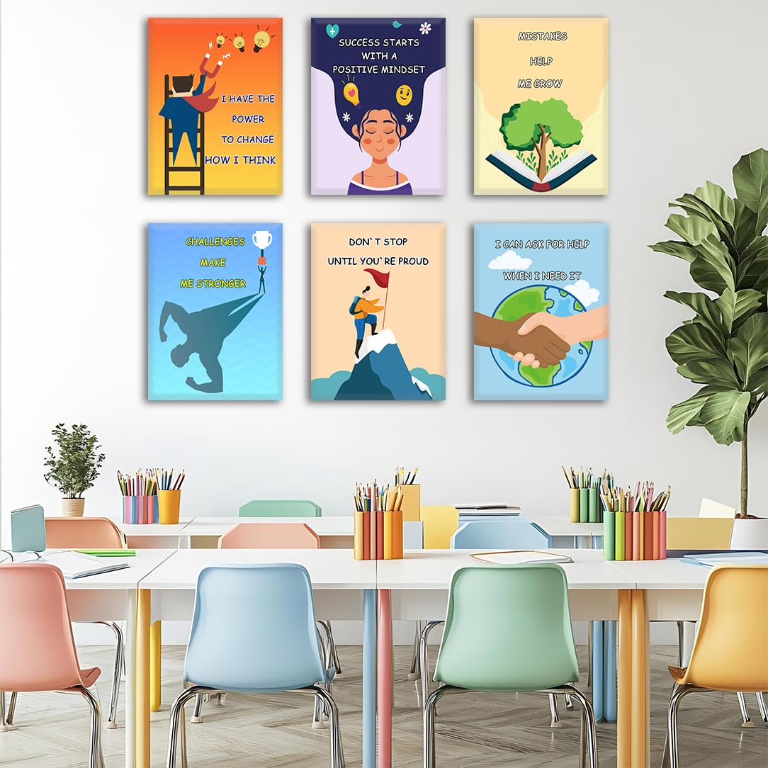 KDMAZH Inspirational & Motivational Classroom Canvas Wall Art Decoration, High School & Elementary Decor, Diversity Decorations, 6-pack(29 x 38 cm) frame